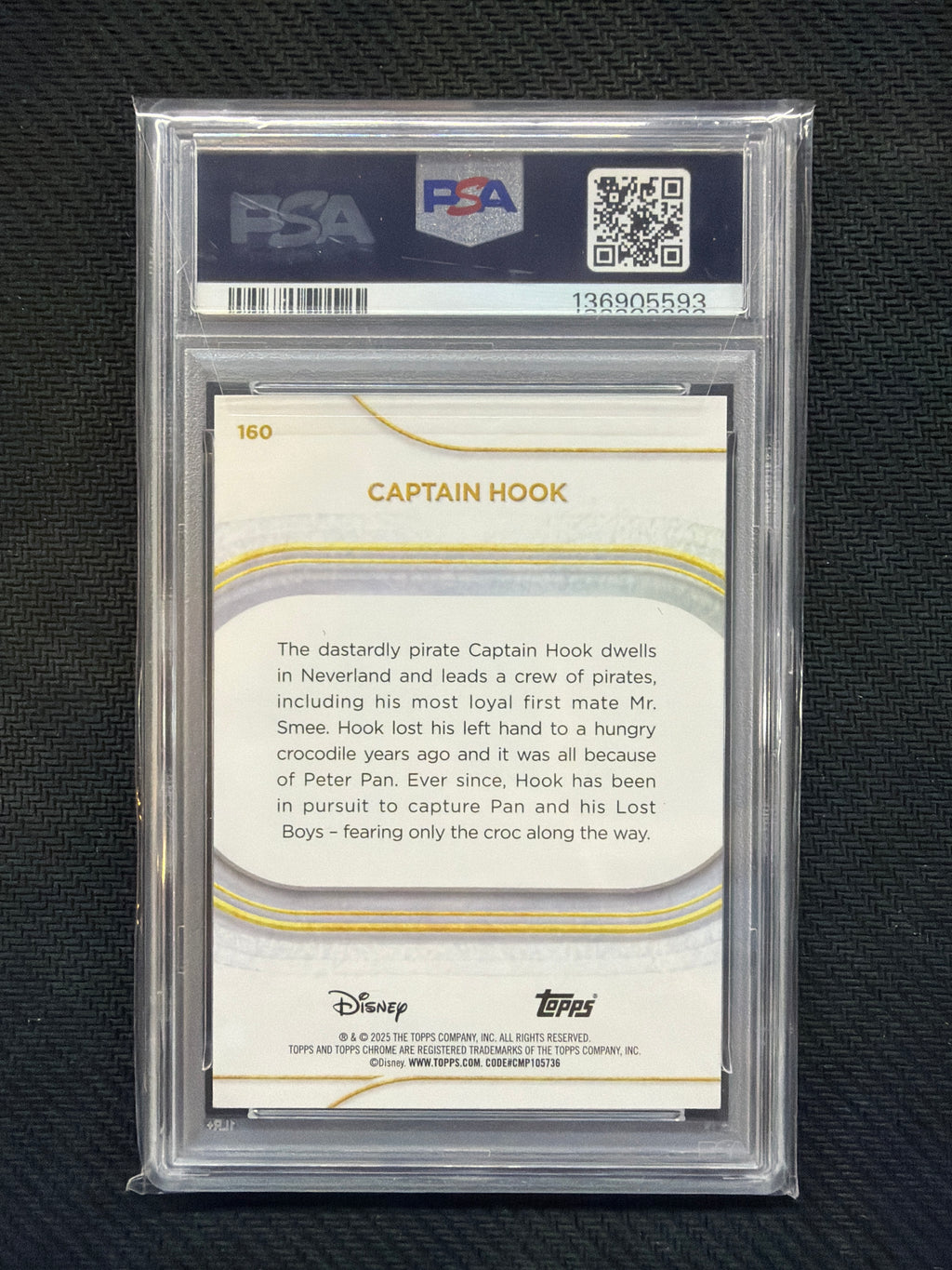 2025 Topps Chrome Disney Captain Hooker Black Wave /10 PSA 10