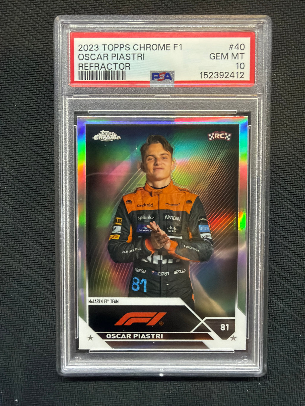 2023 Topps Chrome F1 Oscar Piastri Rookie Refractor #40 PSA 10 412