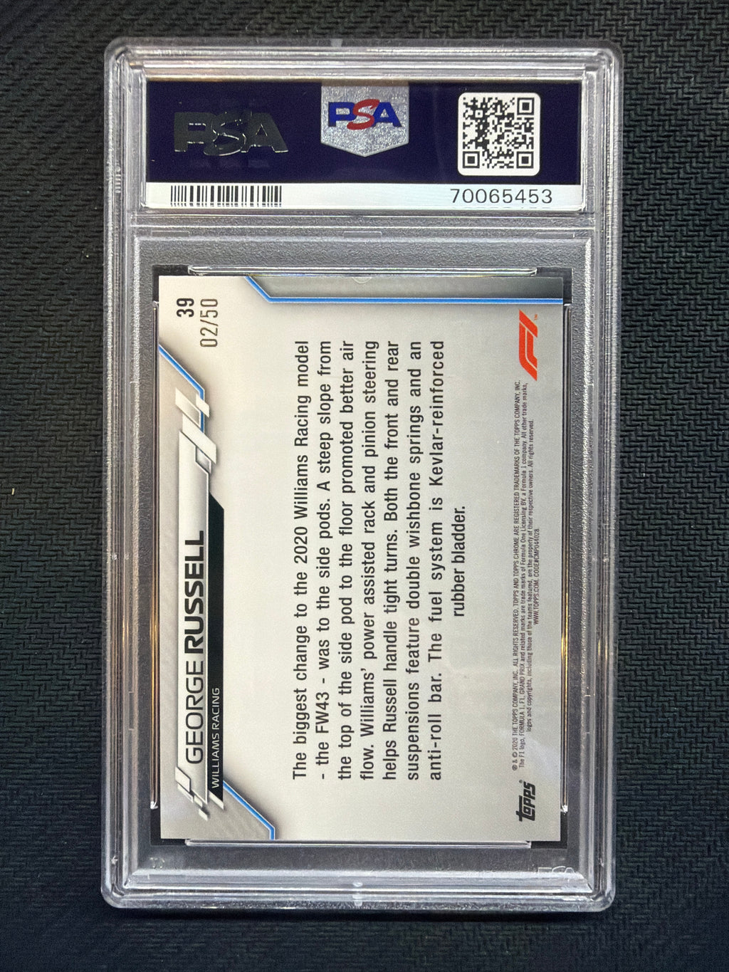 2020 Topps Chrome F1 George Russell Gold Wave /50 #39 Rookie PSA 8 453