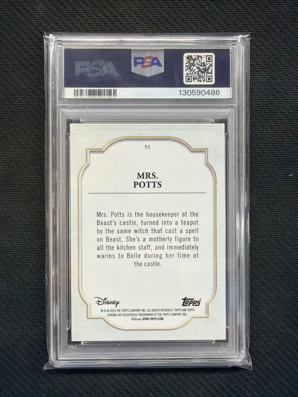 2024 Topps Chrome Disney Mrs. Potts Drake Blue Lava /75 PSA 10 #51 486