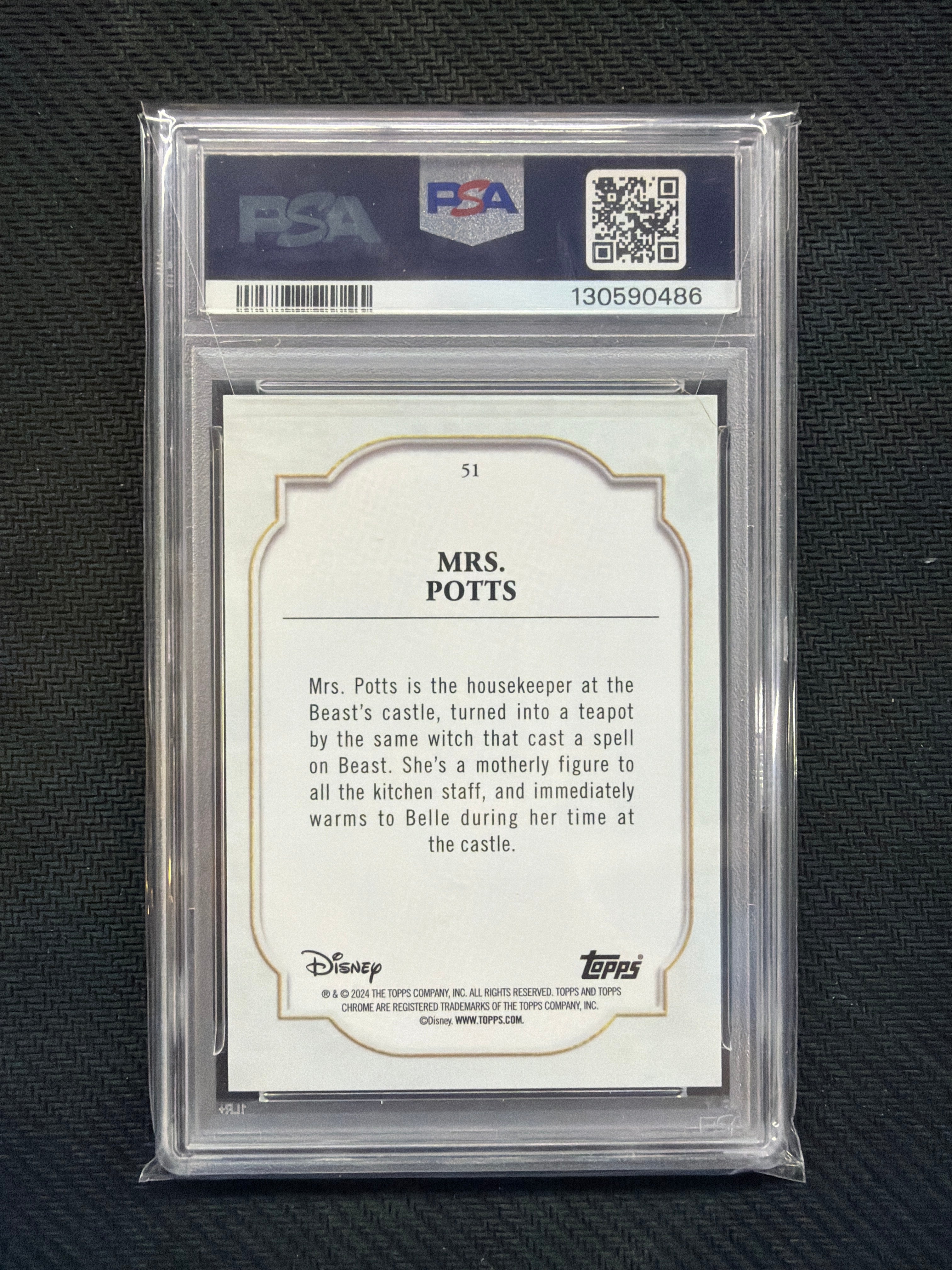 2024 Topps Chrome Disney Mrs. Potts Drake Blue Lava /75 PSA 10 #51 486