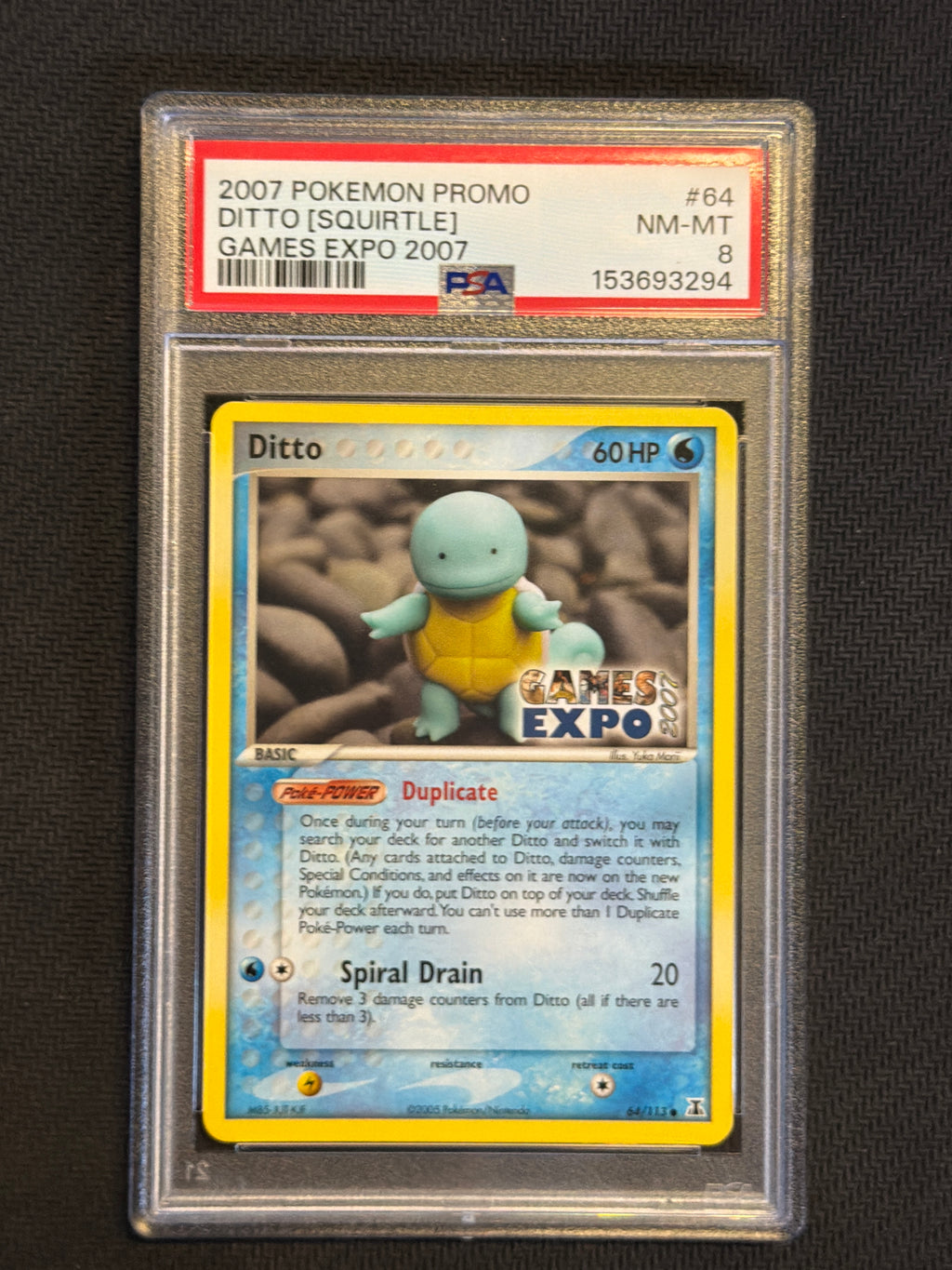 2007 Pokemon Ditto (Squirtle) 64 Games Expo PSA 8