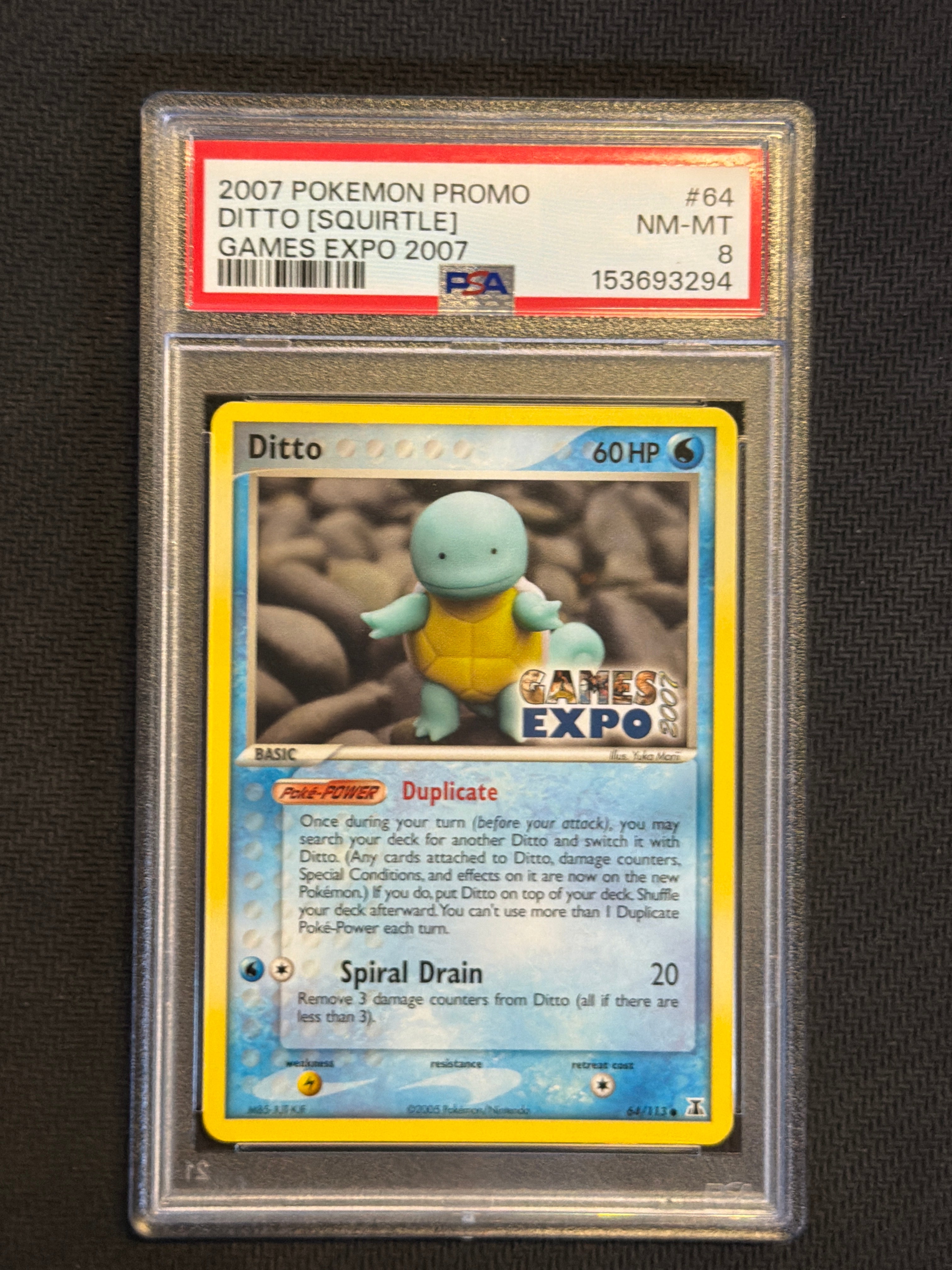 2007 Pokemon Ditto (Squirtle) 64 Games Expo PSA 8