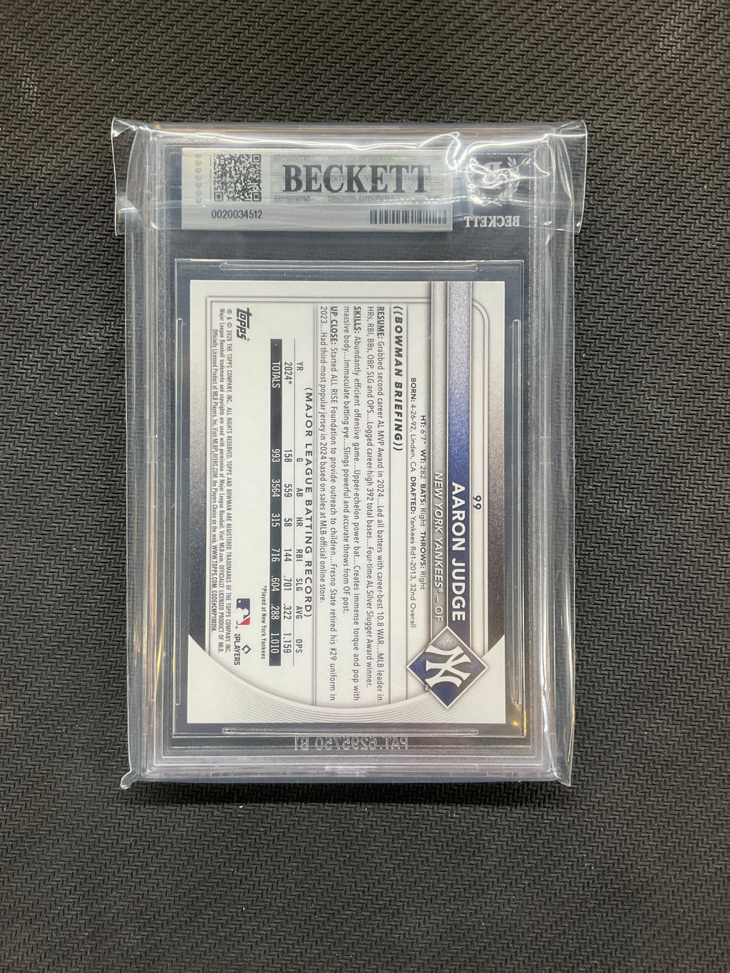 2025 Bowman Aaron Judge BGS 8.5