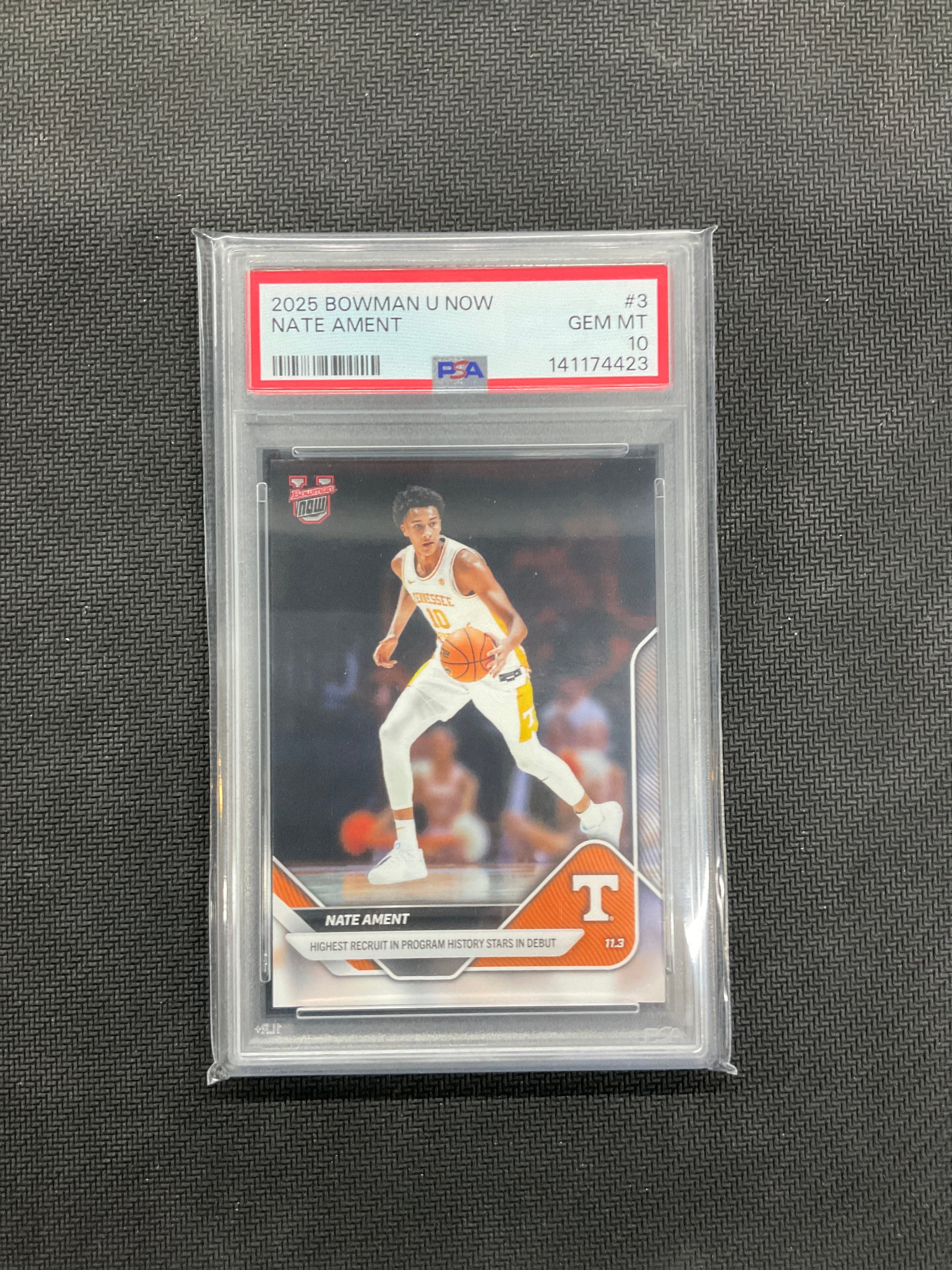 2025 Bowman U Now Nate Ament Rookie #3 PSA 10 Tennessee 423