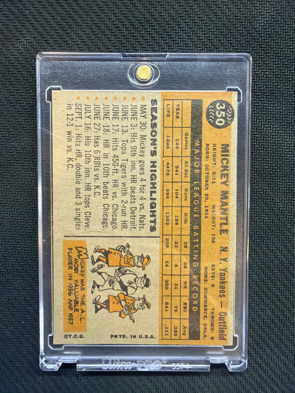 1960 Topps Mickey Mantle #350 1
