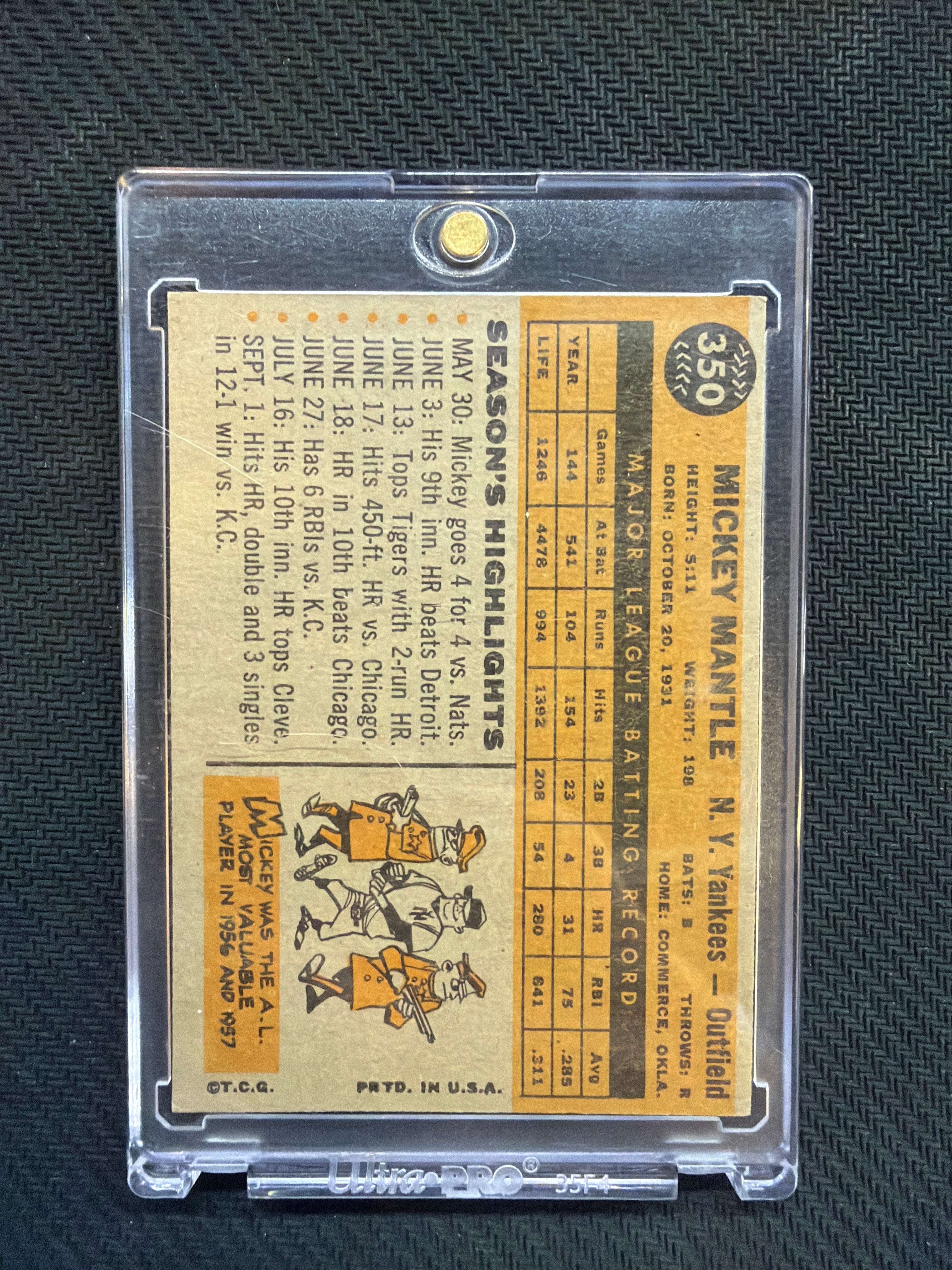 1960 Topps Mickey Mantle #350 1