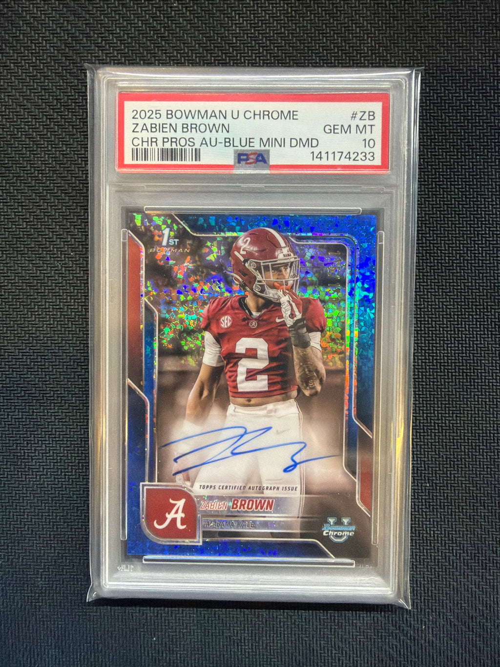 2025 Bowman U Chrome Zabien Brown Auto /150 PSA 10 Alabama