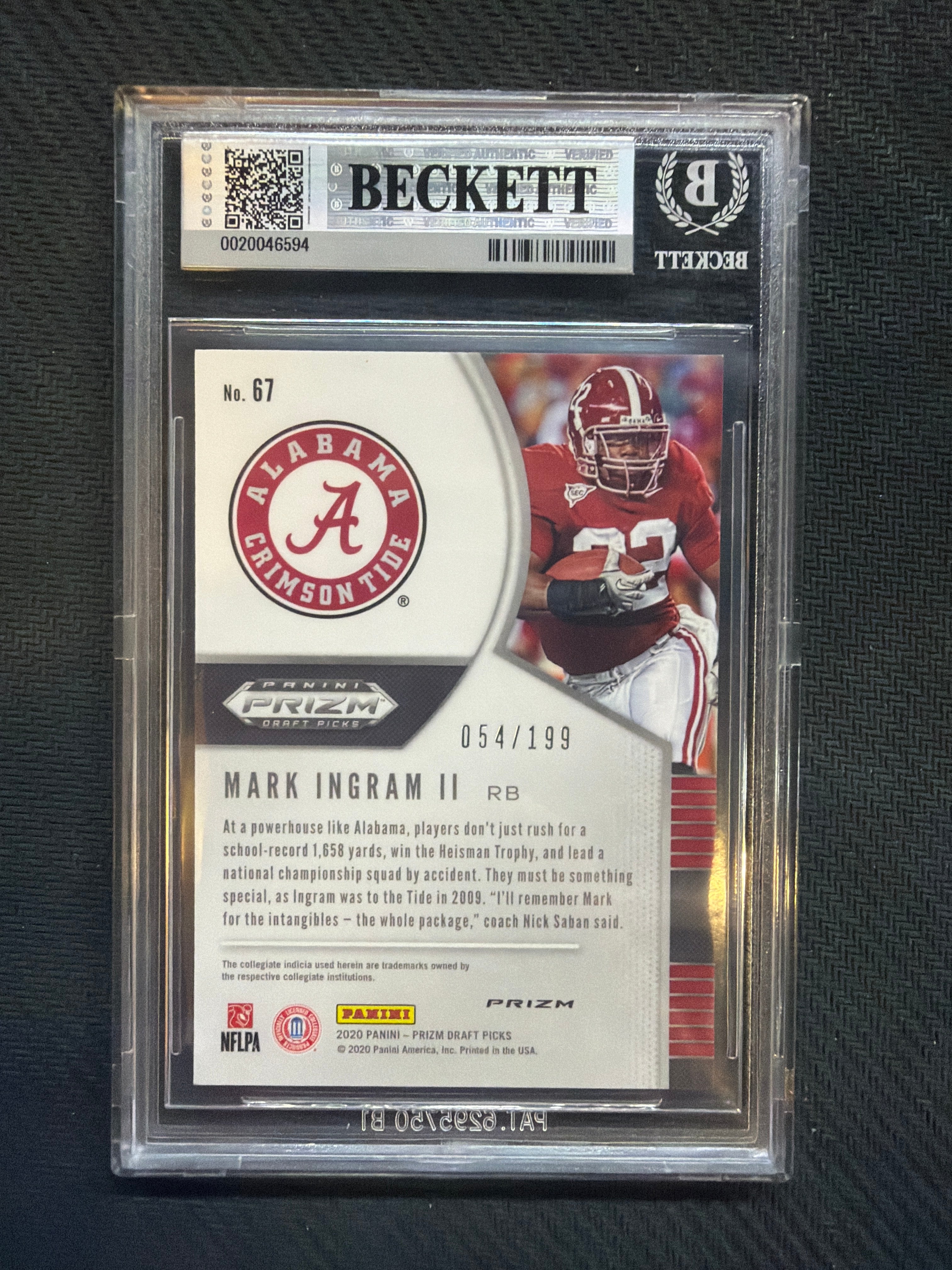 2020 Prizm Draft Picks Mark Ingram Purple Green /199 BGS 7.5 Alabama