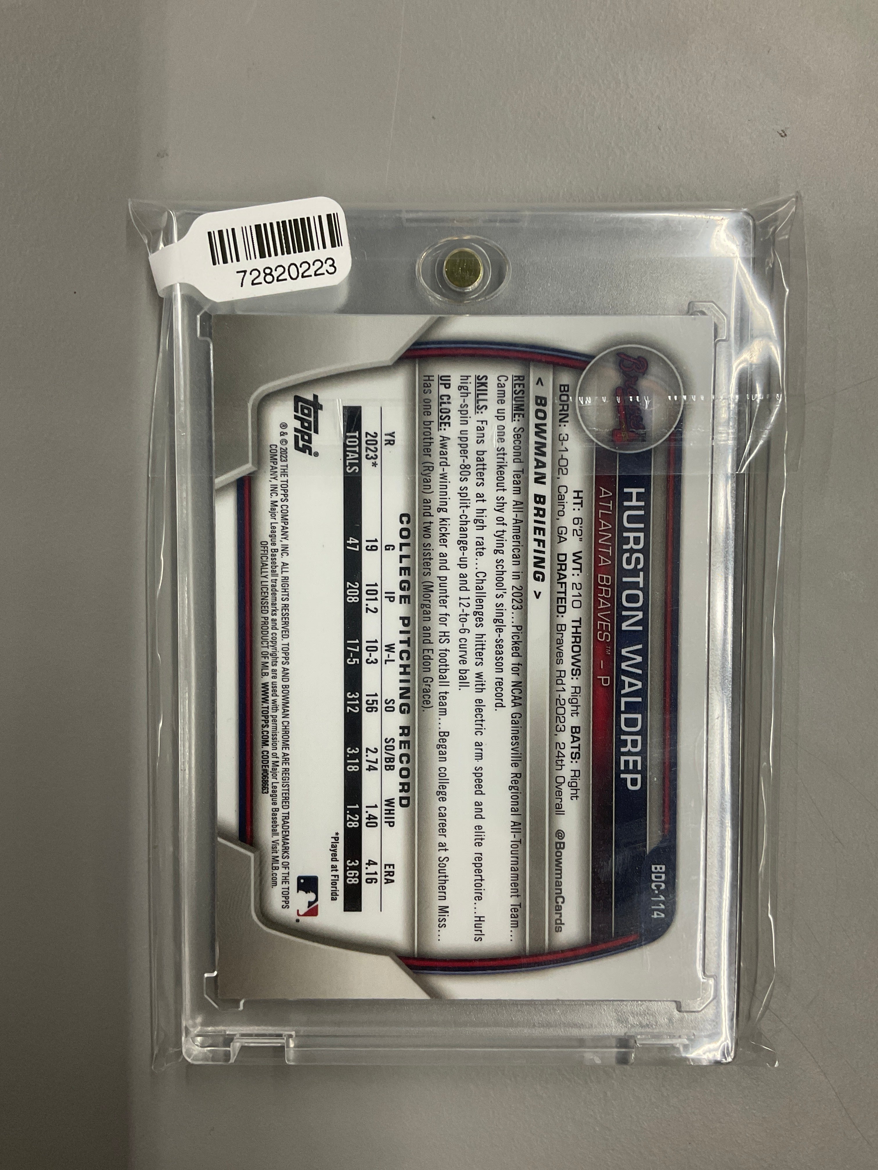 2023 Bowman Hurston Waldrep Orange /25 Braves