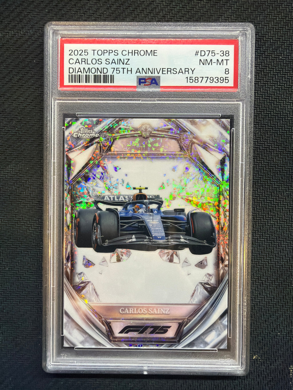 2025 Topps Chrome F1 Carlos Sainz 75th Diamond Anniversary PSA 8