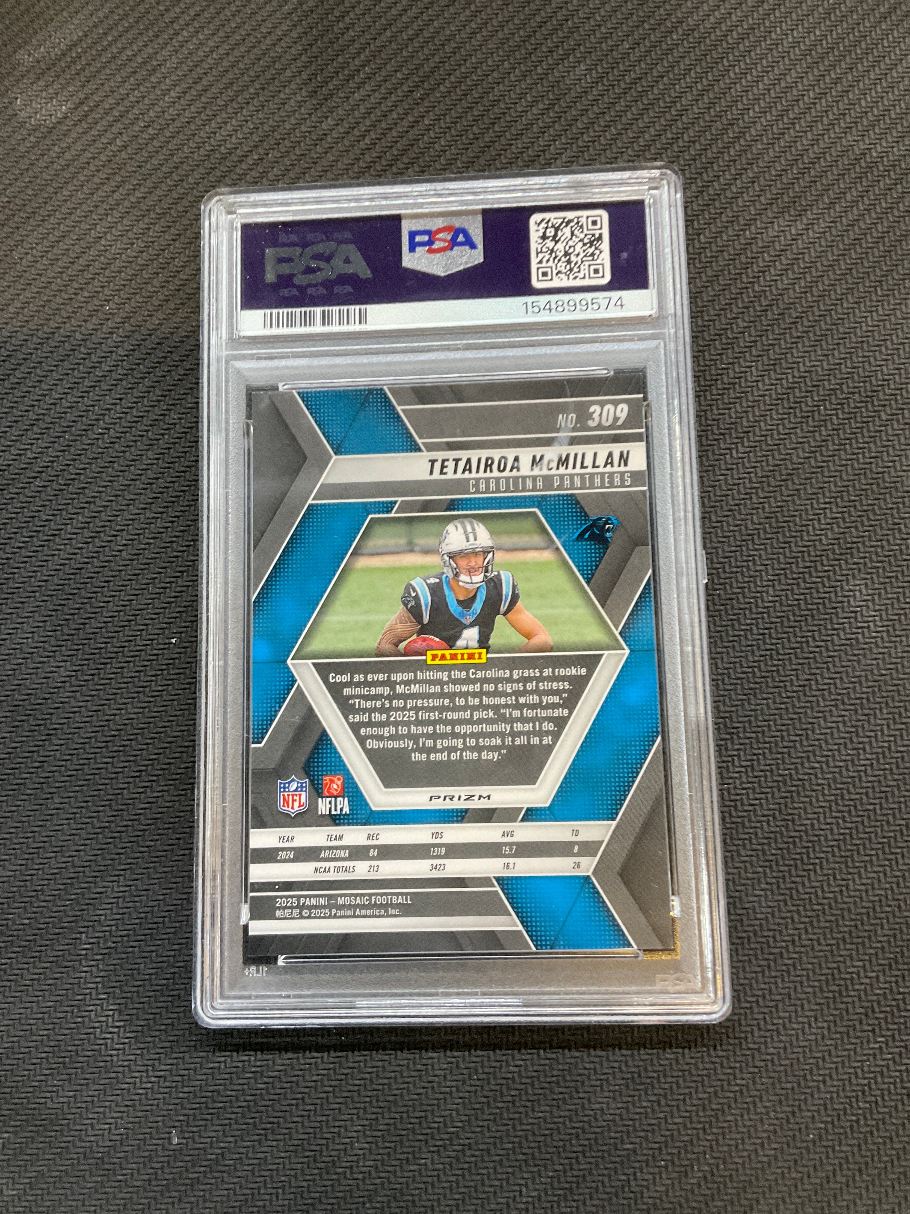 2025 Panini Mosaic Tetairoa McMillan Peacock Choice Rookie PSA 10