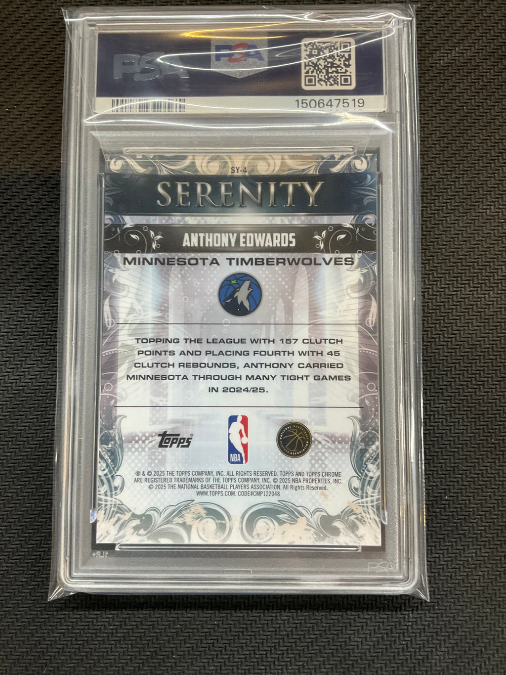 2025/26 Topps Chrome Anthony Edwards Serenity Gold /50 PSA 9