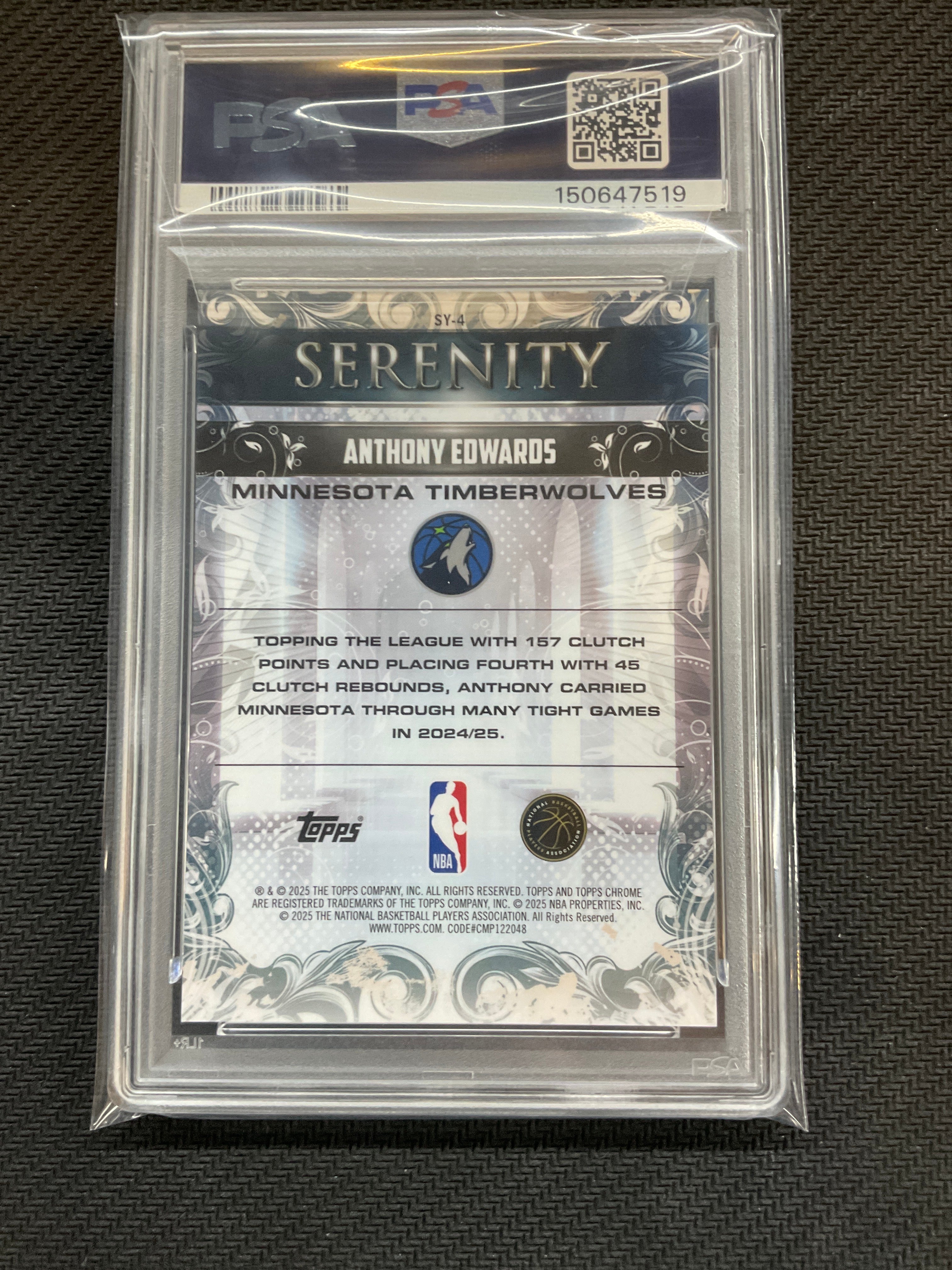 2025/26 Topps Chrome Anthony Edwards Serenity Gold /50 PSA 9