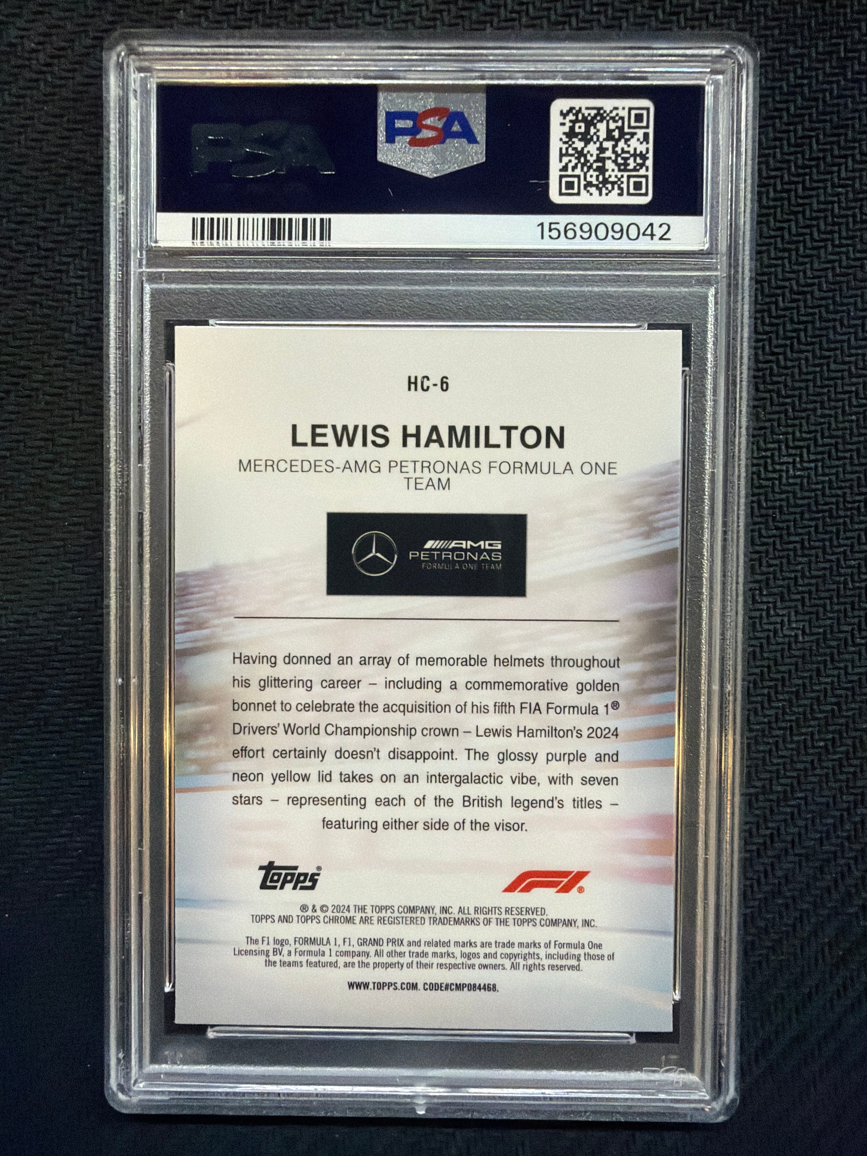 2024 Topps Chrome F1 Lewis Hamilton Helmet Collection #HC6 PSA 10