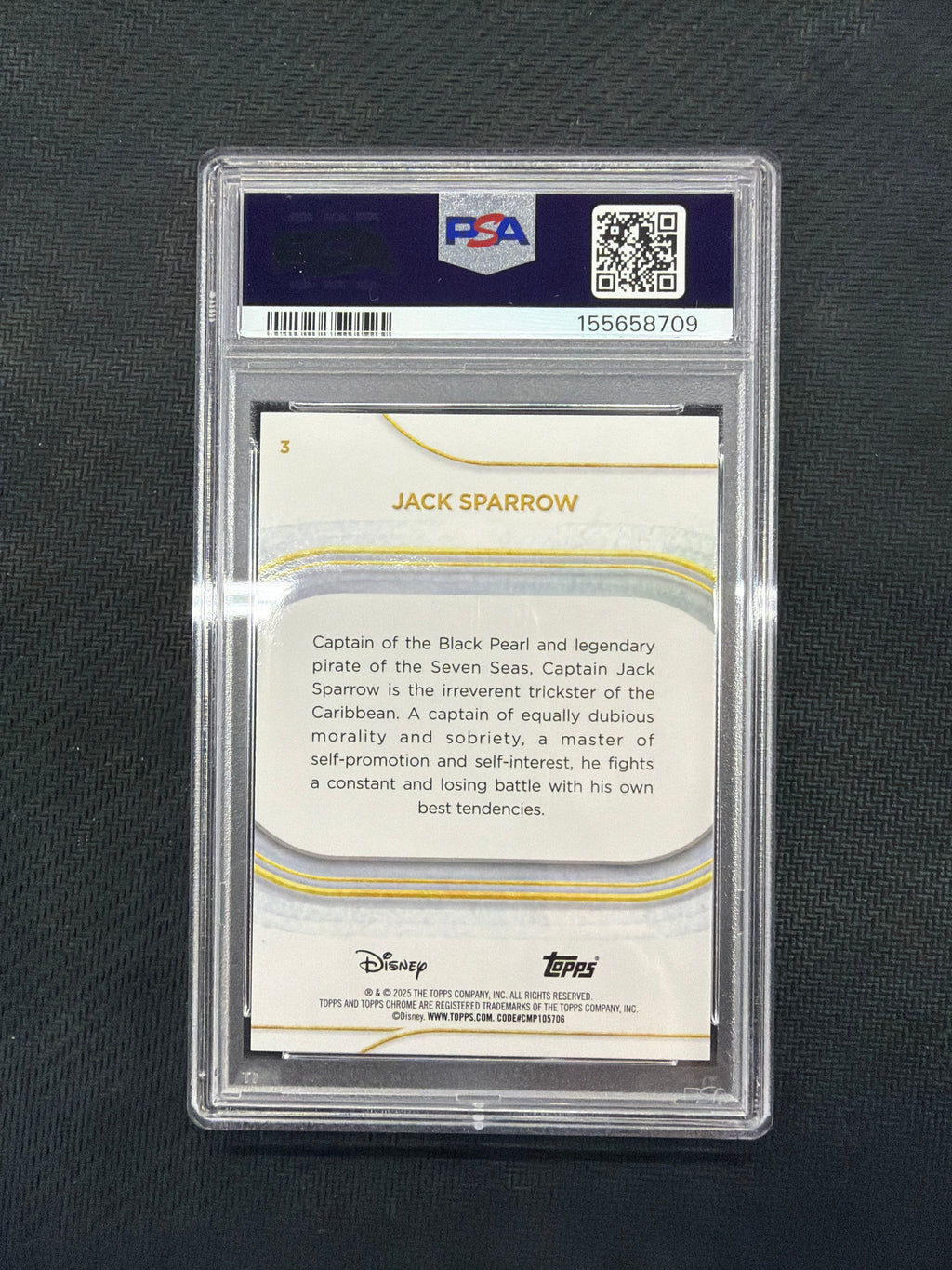 2025 Topps Chrome Sapphire Disney Jack Sparrow Green /99 PSA 10 #3