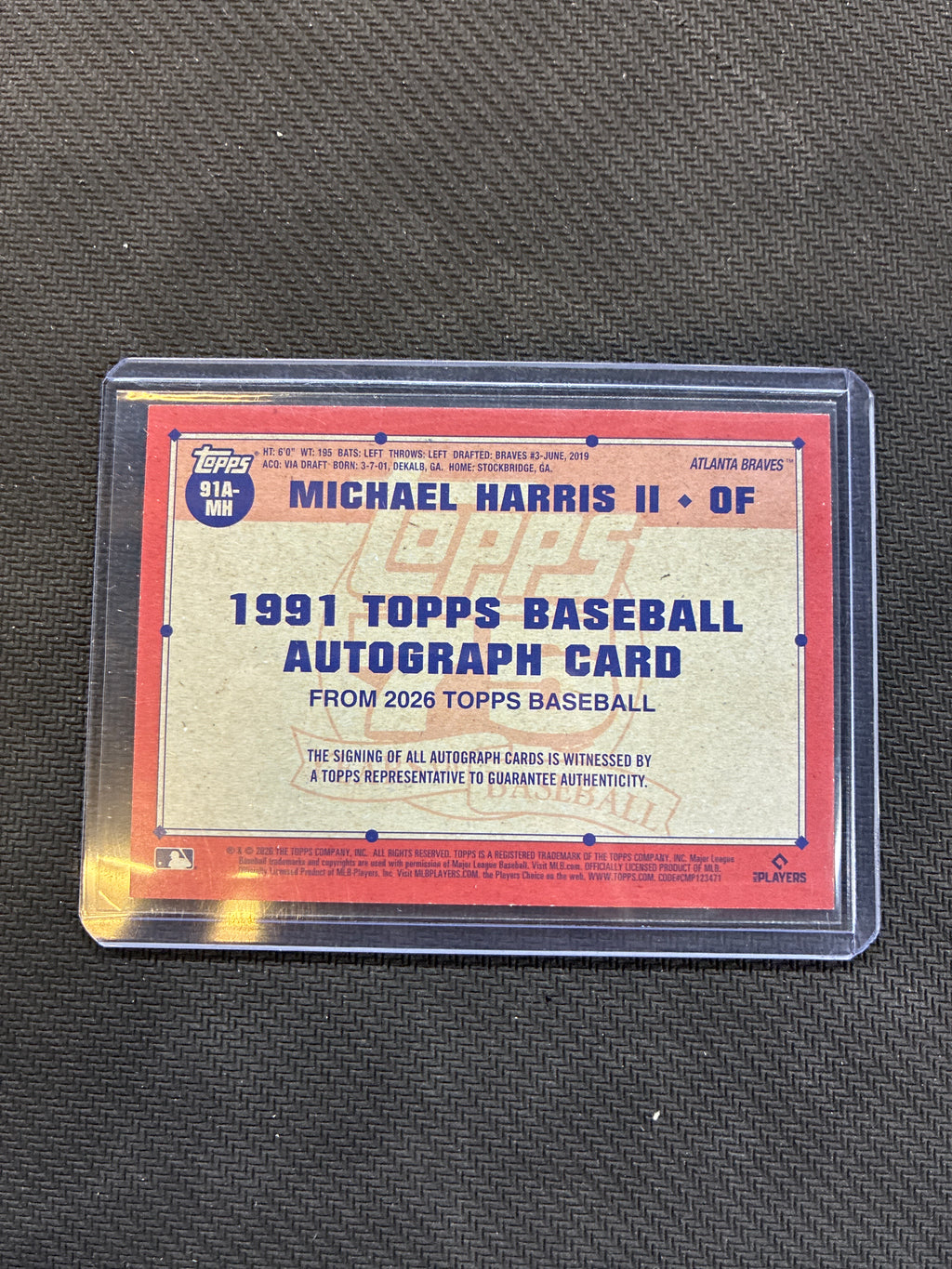 2026 Topps Michael Harris II 1991 Topps Baseball Autograph Gold /50 Braves