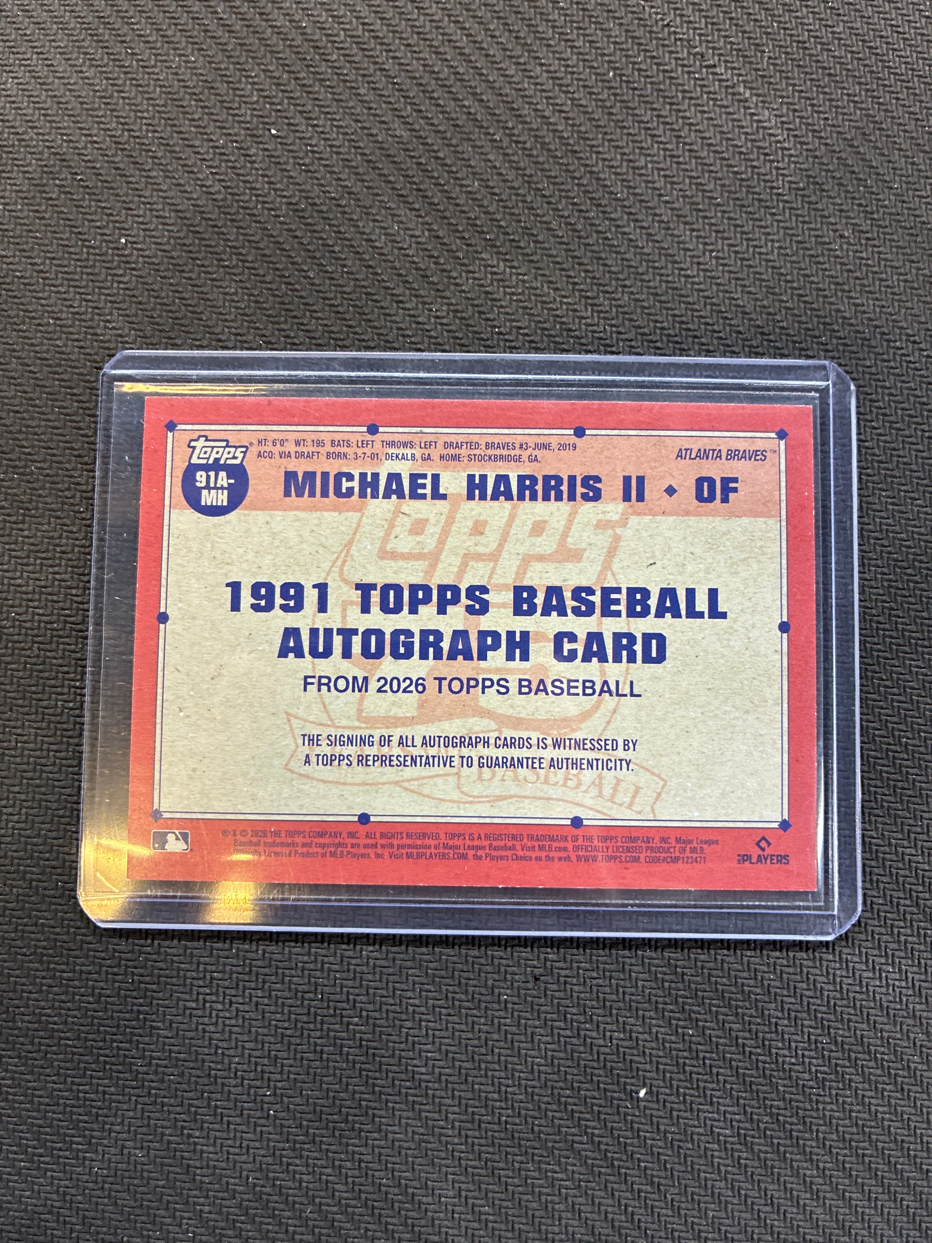 2026 Topps Michael Harris II 1991 Topps Baseball Autograph Gold /50 Braves