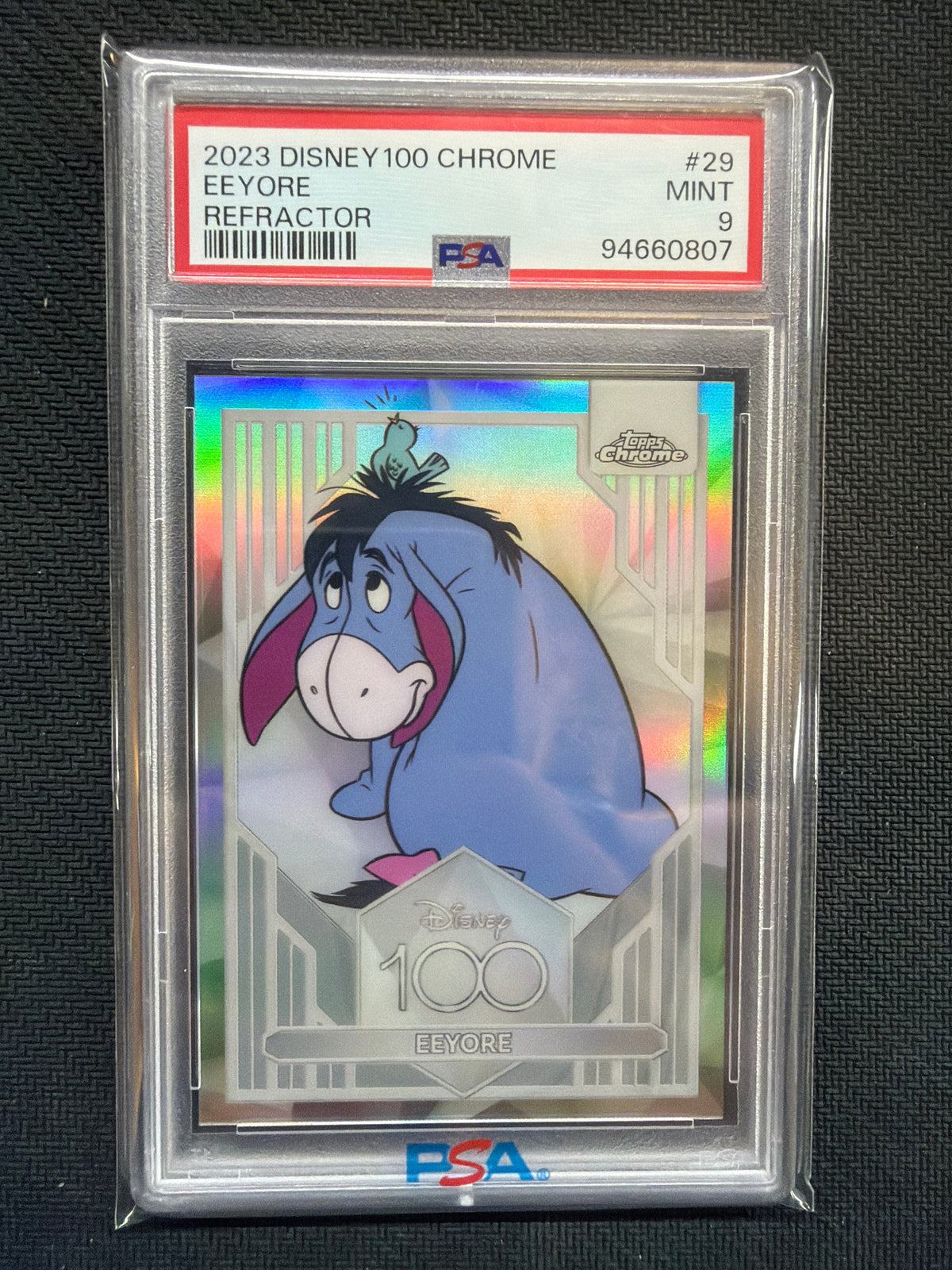 2023 Topps Chrome Disney 100 Eeyore Refractor PSA 9
