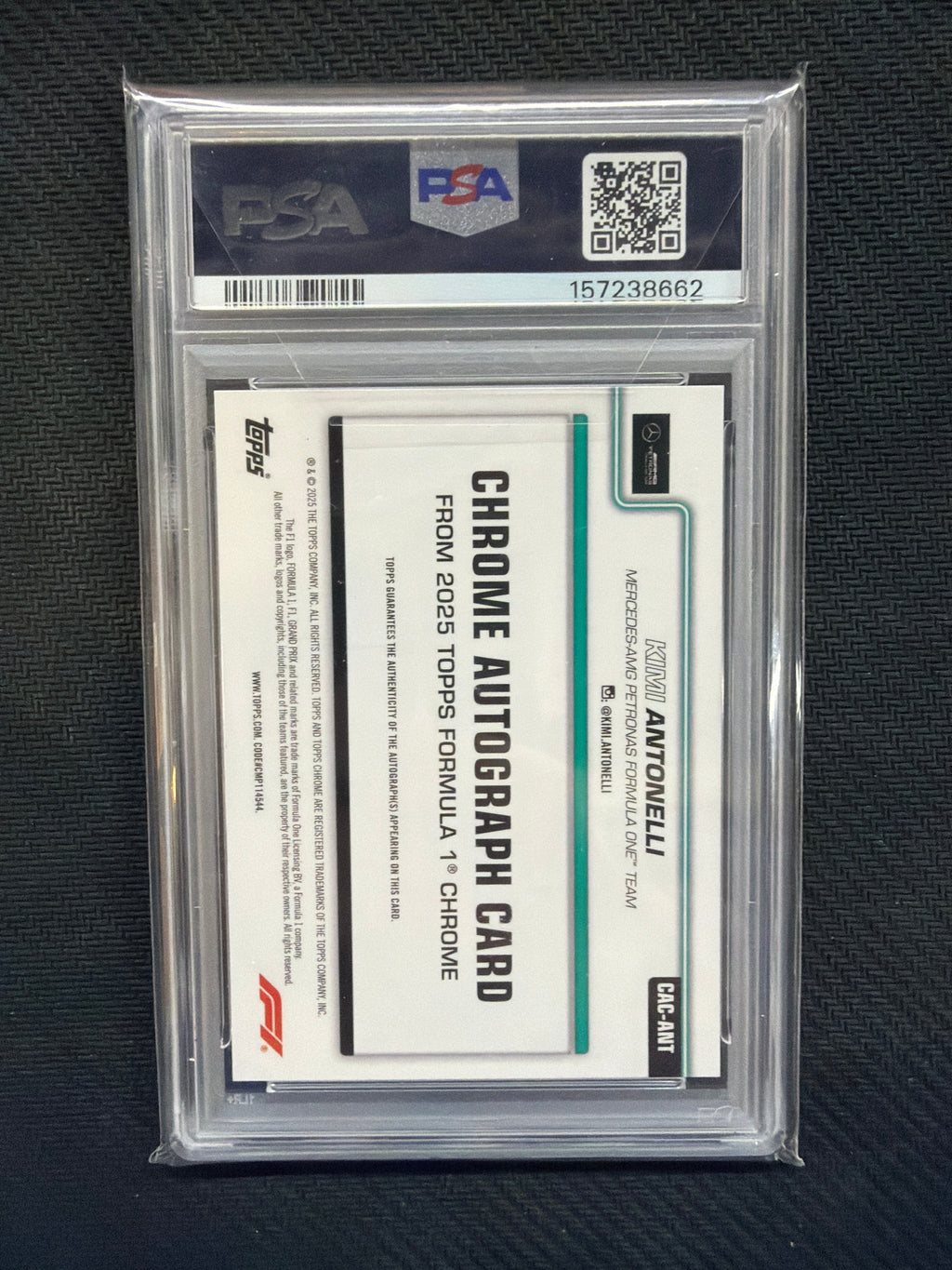 2025 Topps Chrome F1 Kimi Antonelli 75th Black Auto /75 PSA  9 Mercedes