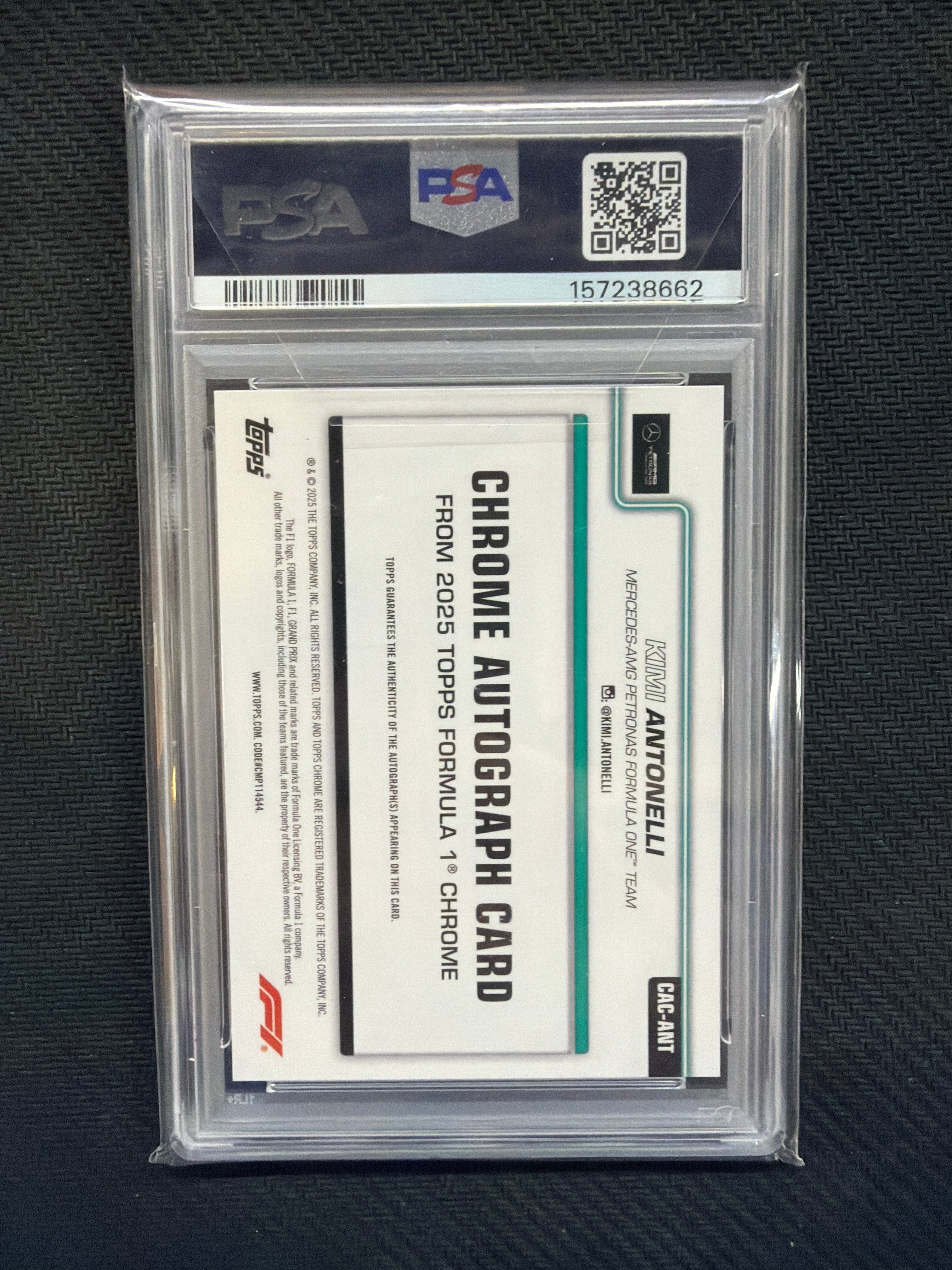 2025 Topps Chrome F1 Kimi Antonelli 75th Black Auto /75 PSA  9 Mercedes
