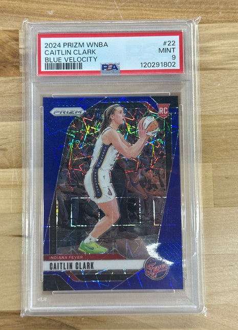 2024 Prizm Caitlin Clark Blue Velocity Rookie PSA 9