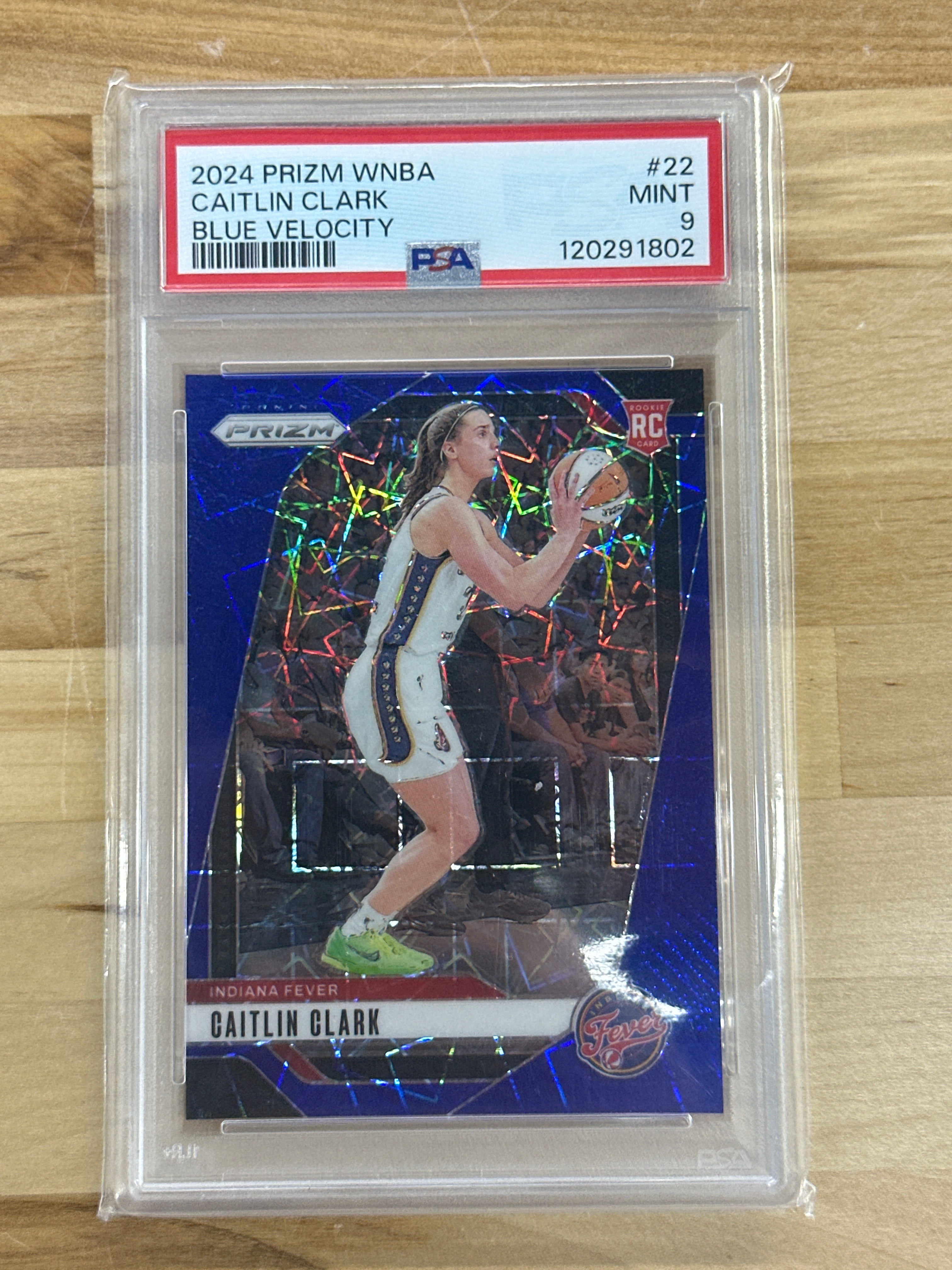 2024 Prizm Caitlin Clark Blue Velocity Rookie PSA 9
