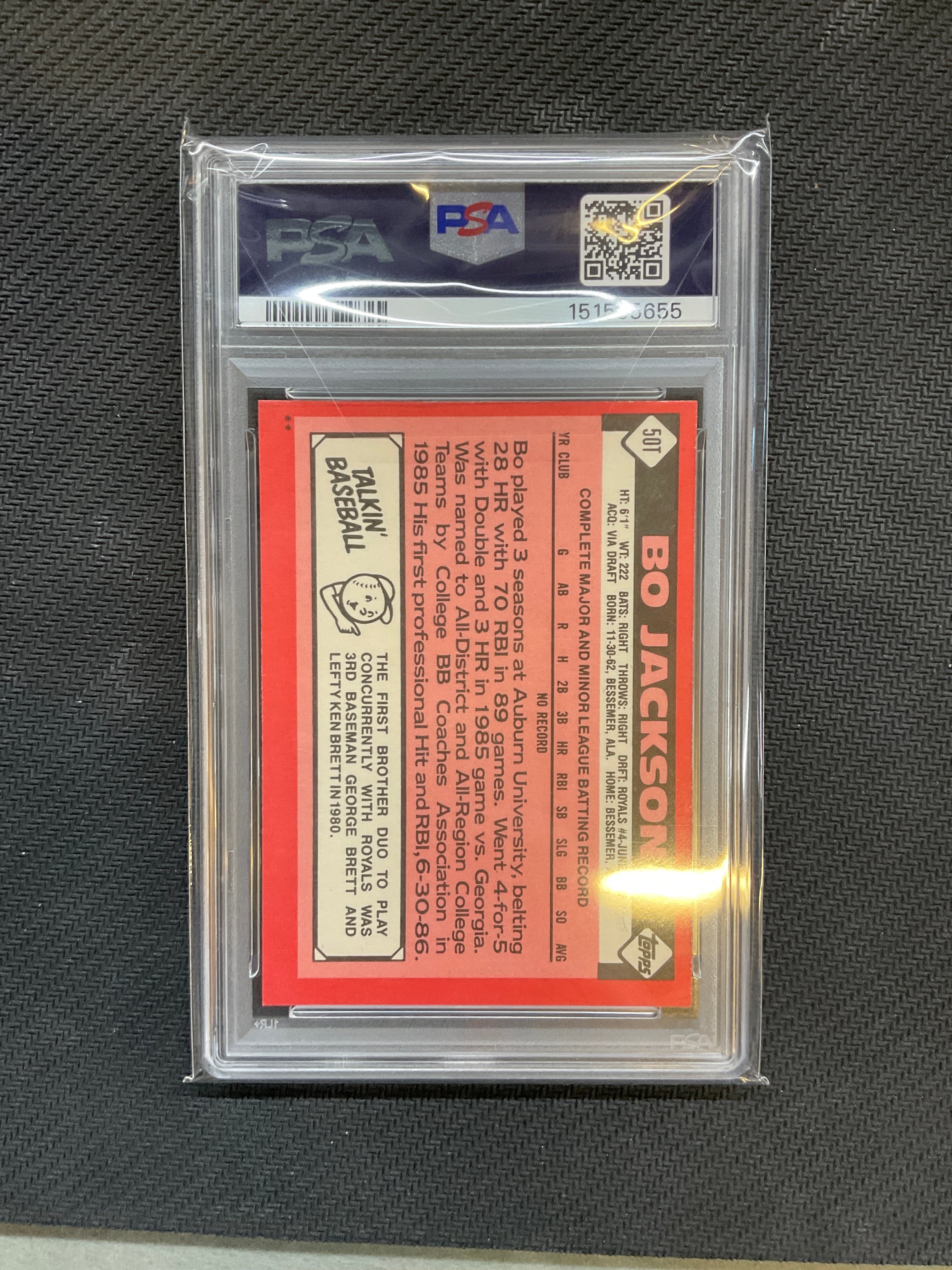 1986 Topps Traded Bo Jackson Rookie #50T PSA 8 655