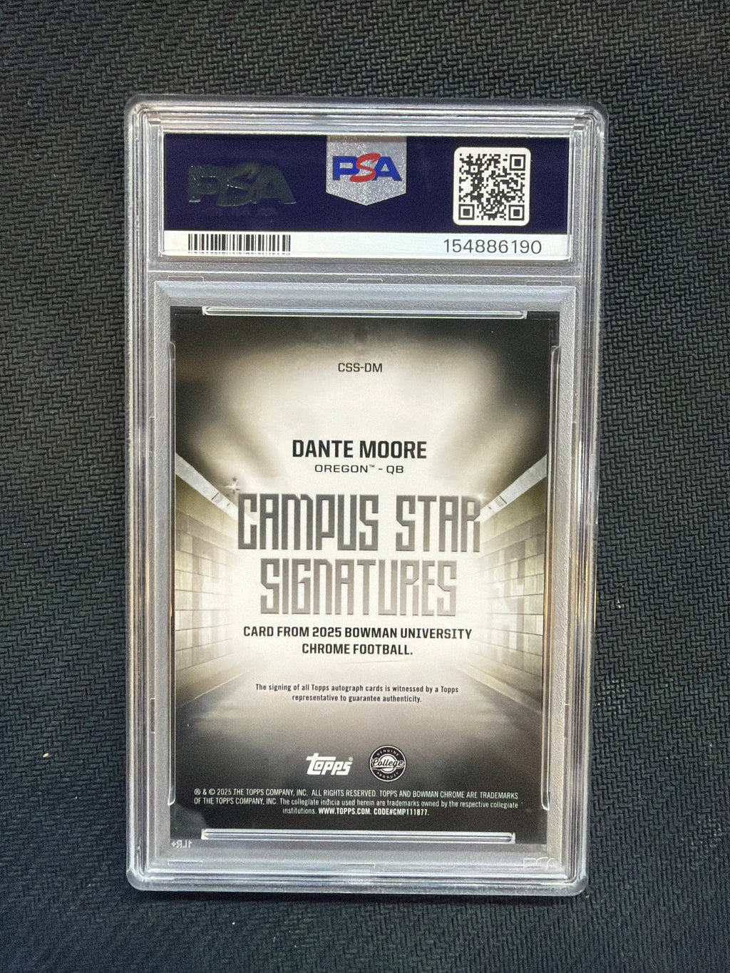 2025 Bowman U Chrome Dante Moore Campus Star Signatures Gold Refractor /50 PSA 9