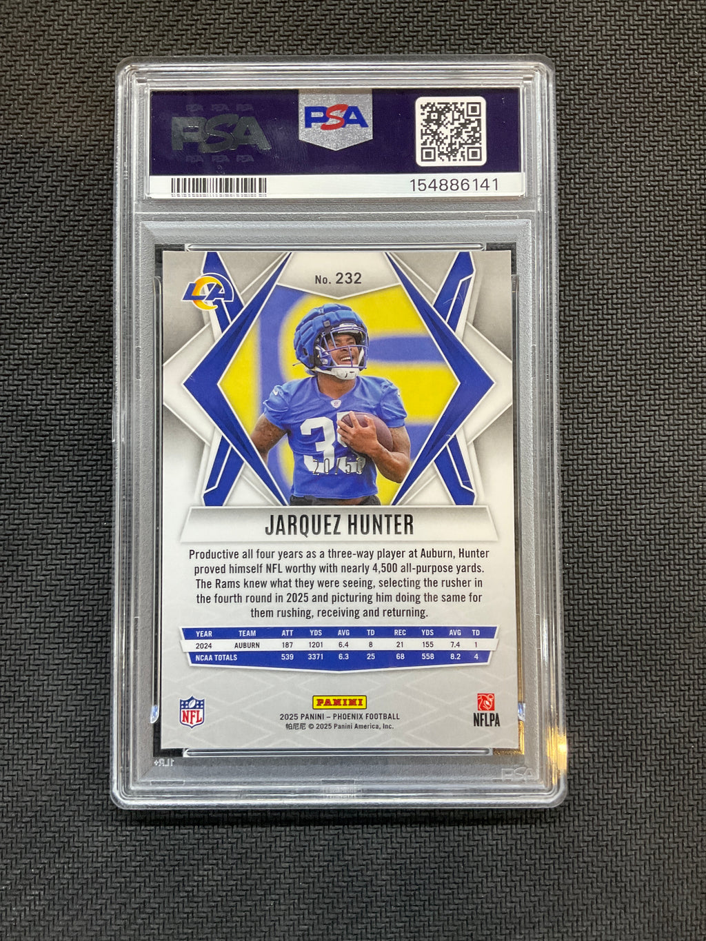 2025 Phoeniz Jarquez Hunter Blue /50 PSA 10 Auburn