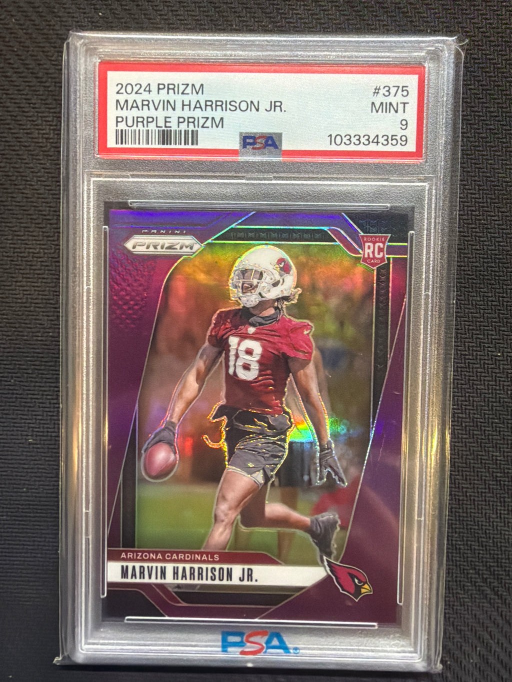 2024 Prizm Marvin Harrison Purple /125 Rookie PSA 9 359 Cardinals