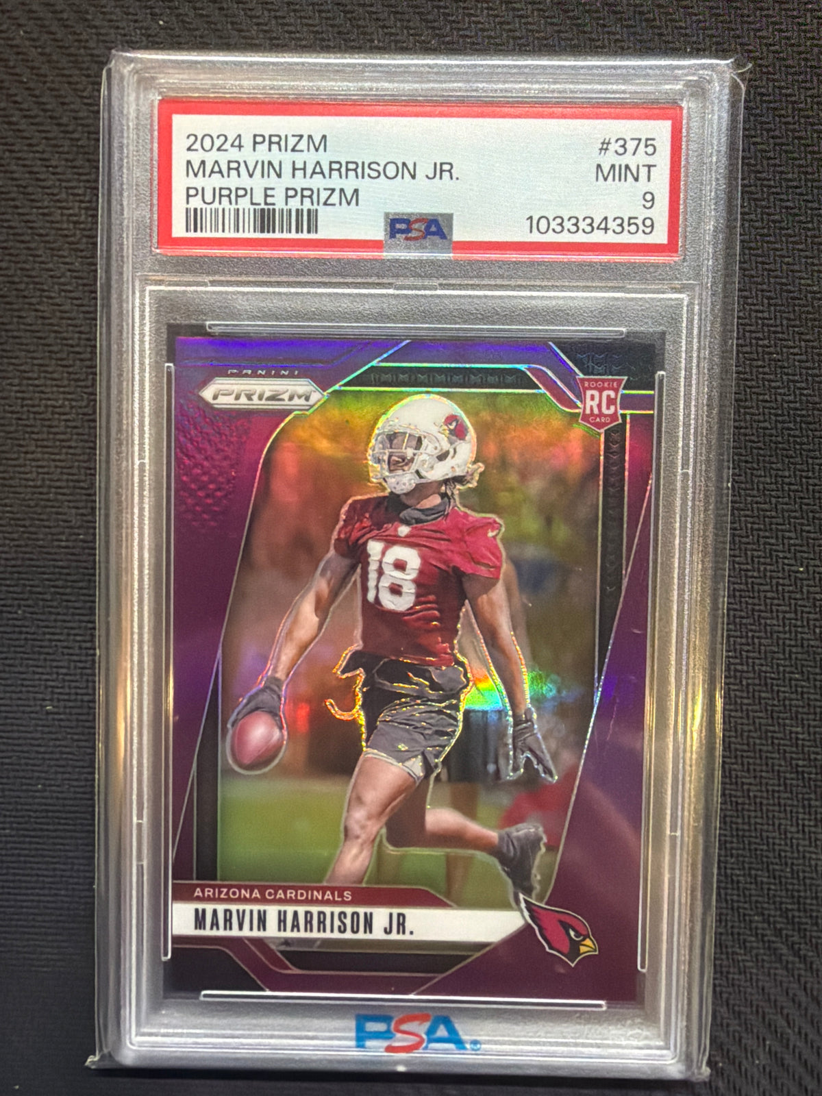 2024 Prizm Marvin Harrison Purple /125 Rookie PSA 9 359 Cardinals