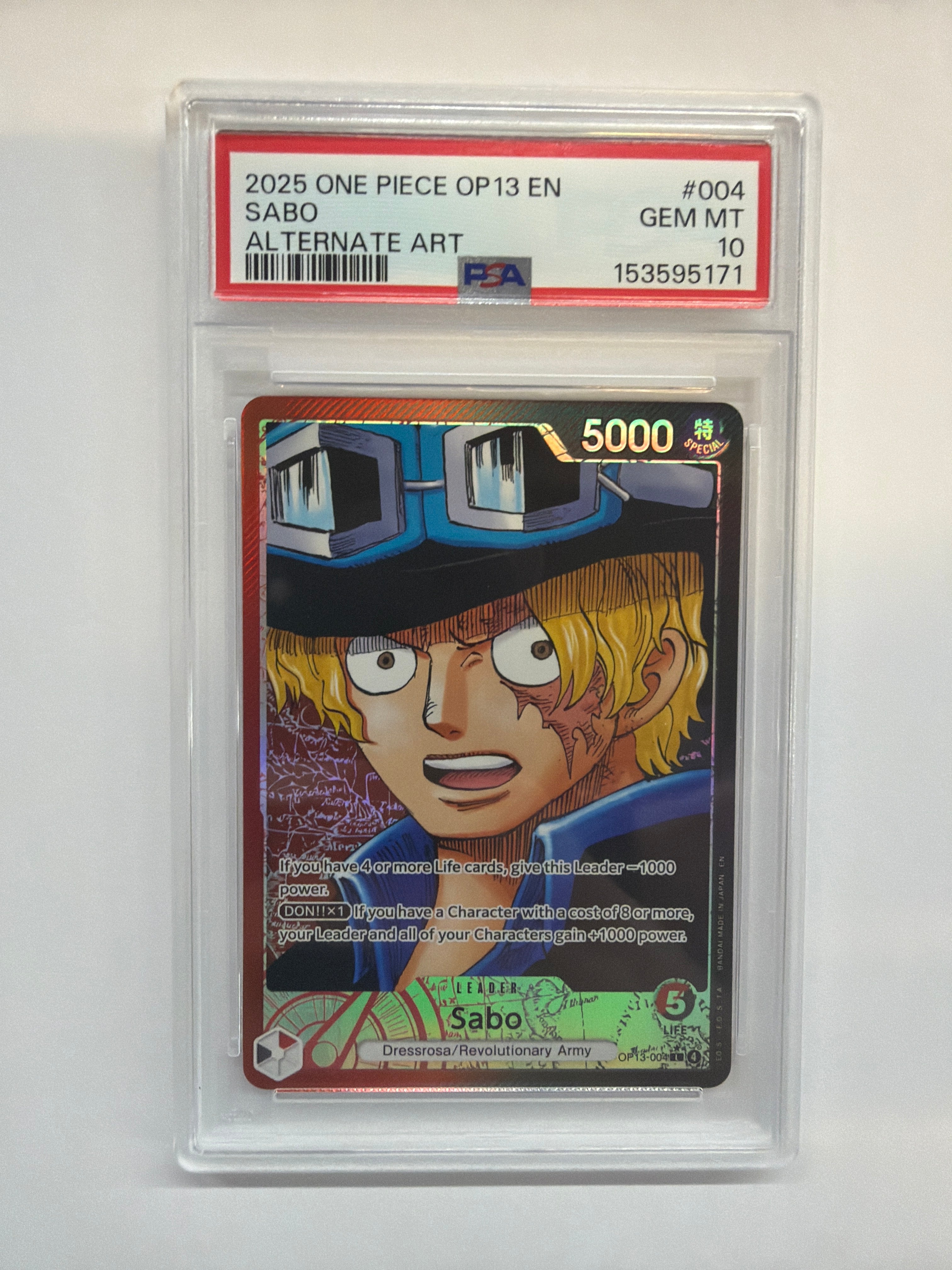 2025 One Piece OP13 Sabo 004 Alt Art PSA 10