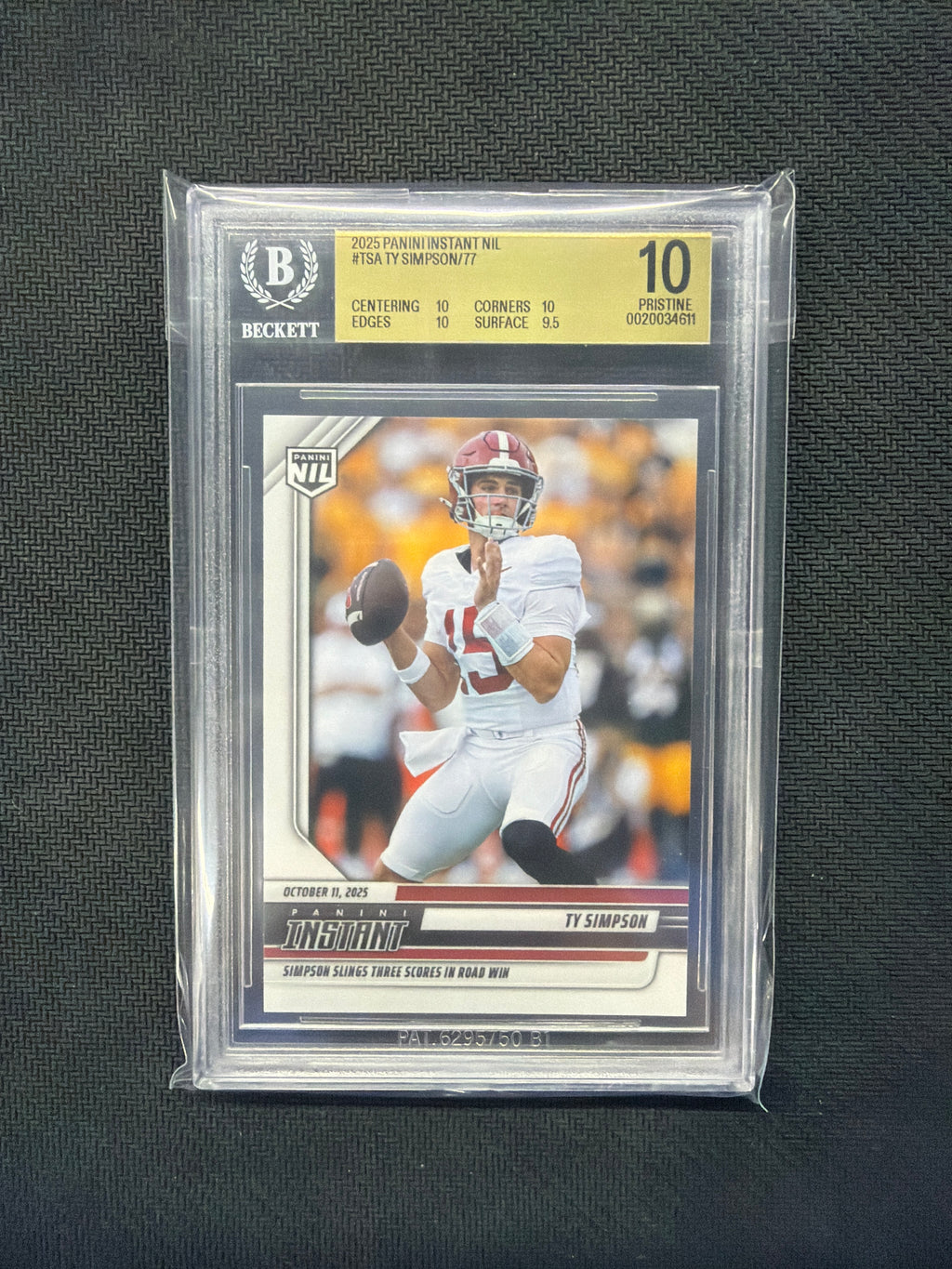 2025 Panini Instant NIL TY Simpson BGS 10 611