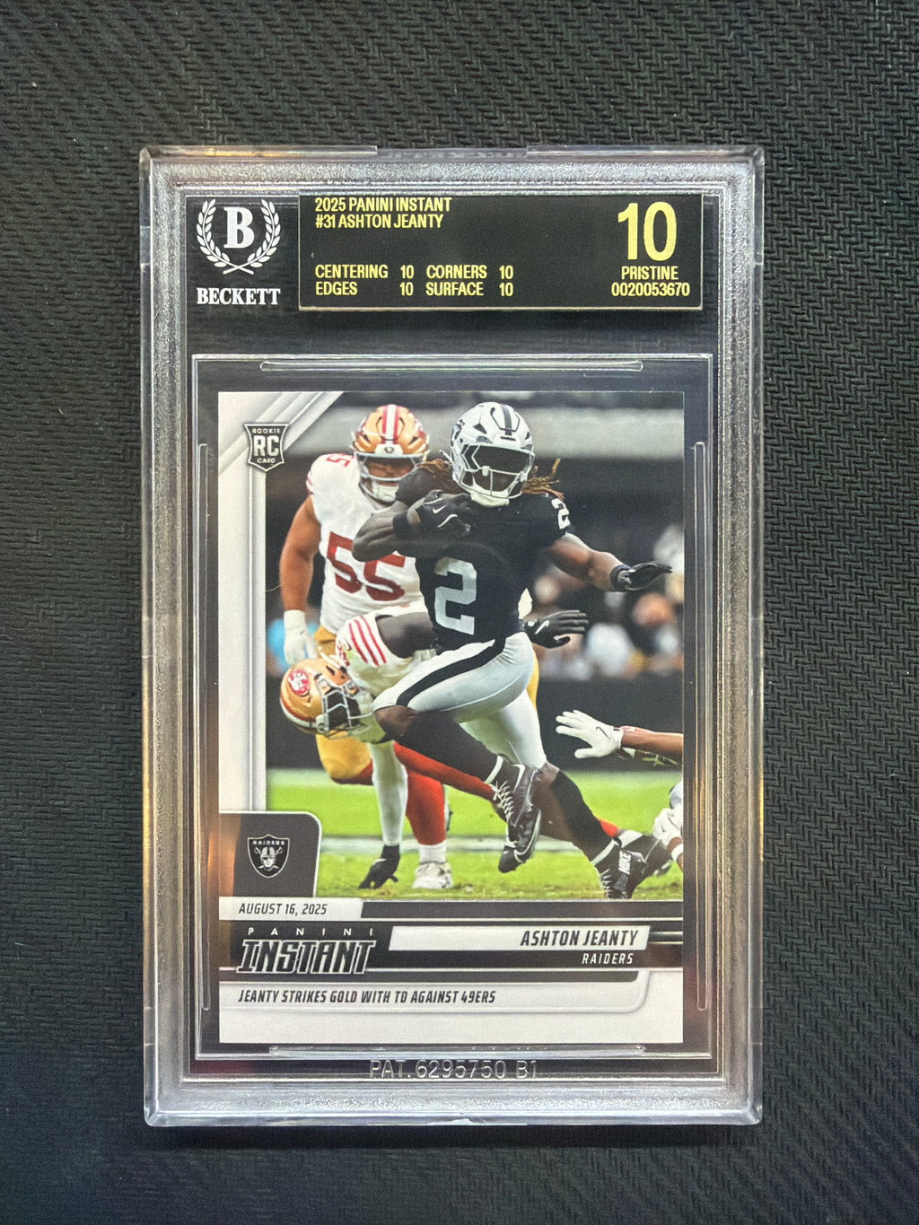 2025 Panini Instant Ashton Jeanty Rookie BGS 10 BLACK LABEL Raiders