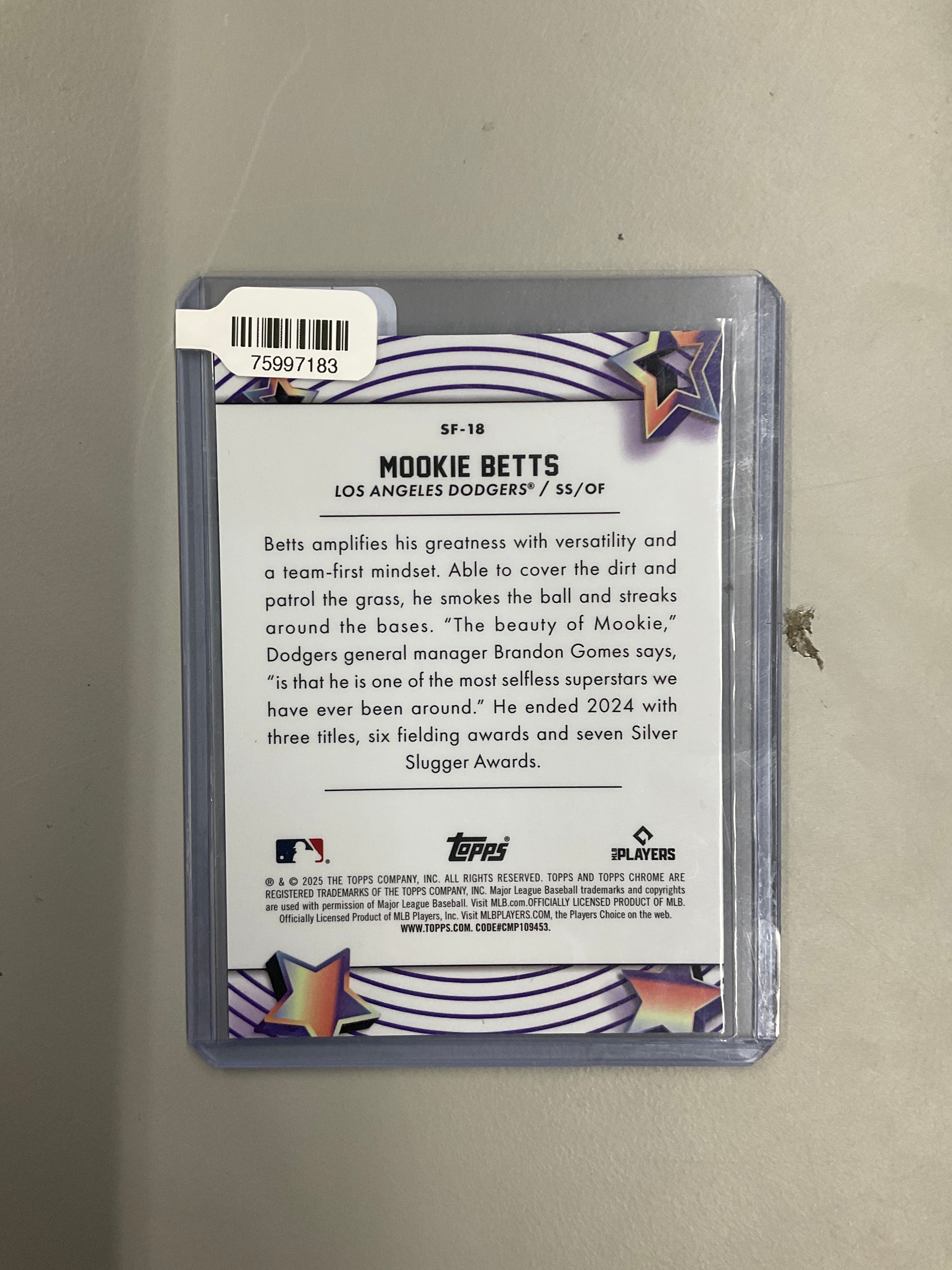 2025 Topps Chrome Cosmic Mookie Betts Purple Starfractor