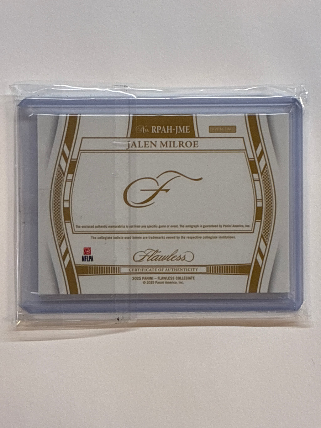 2025 Panini Flawless Collegiate Jalen Milroe College Football Playoff Patch Auto Green /5 Alabama