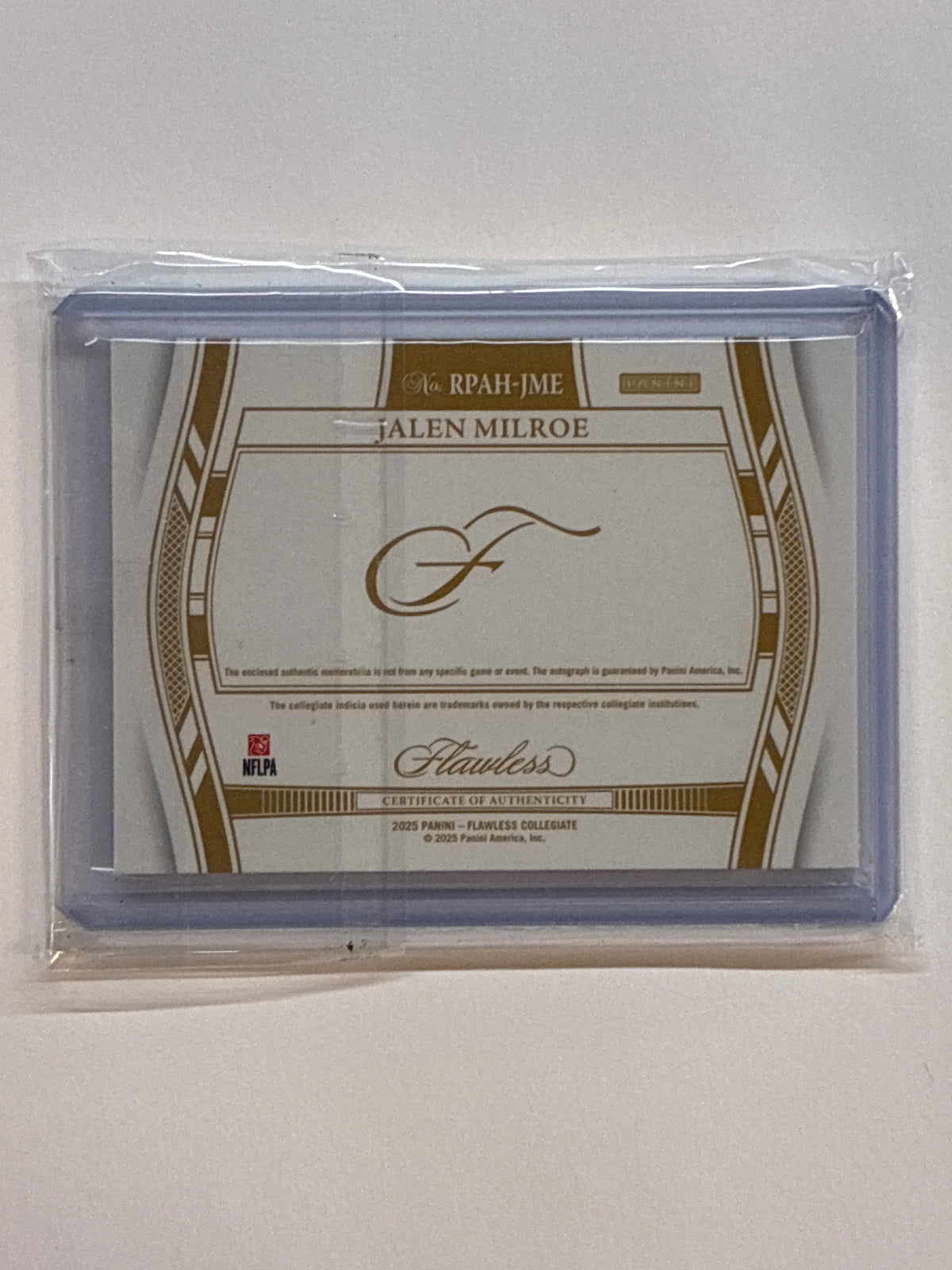 2025 Panini Flawless Collegiate Jalen Milroe College Football Playoff Patch Auto Green /5 Alabama