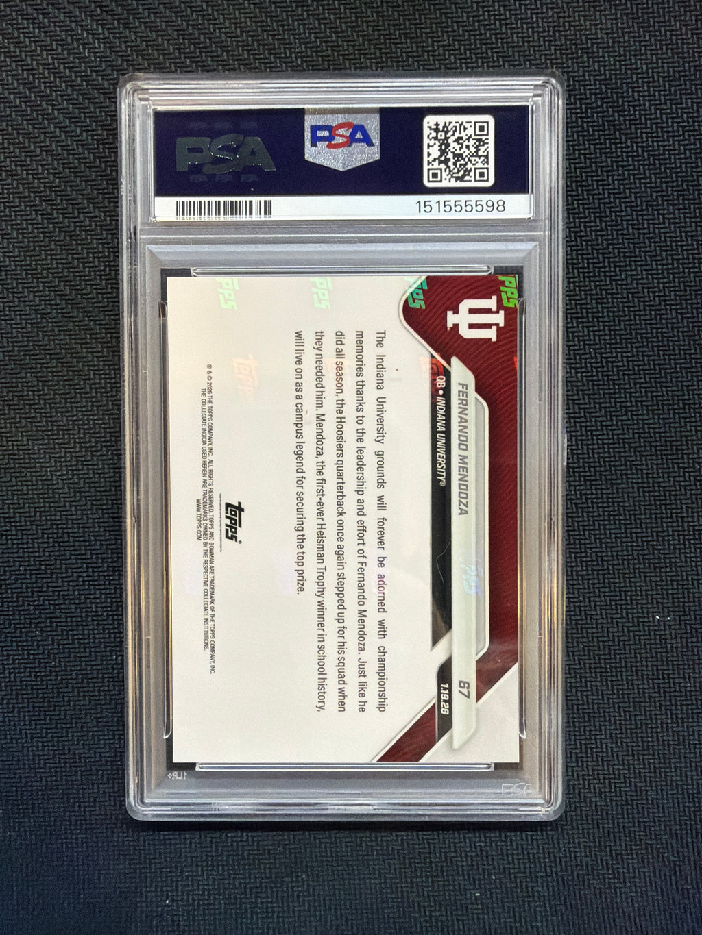 2025 Bowman U Now Fernando Mendoza Rookie #67 PSA 10 Indiana 598