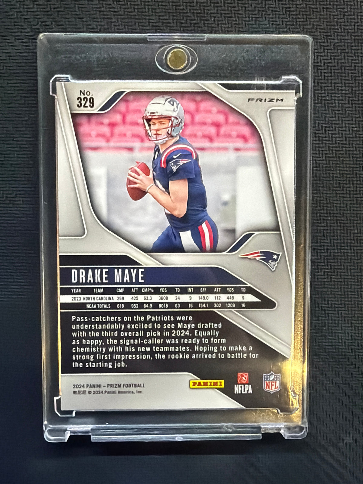2024 Panini Prizm Drake Maye Checker Black and White #329 Rookie Patriots