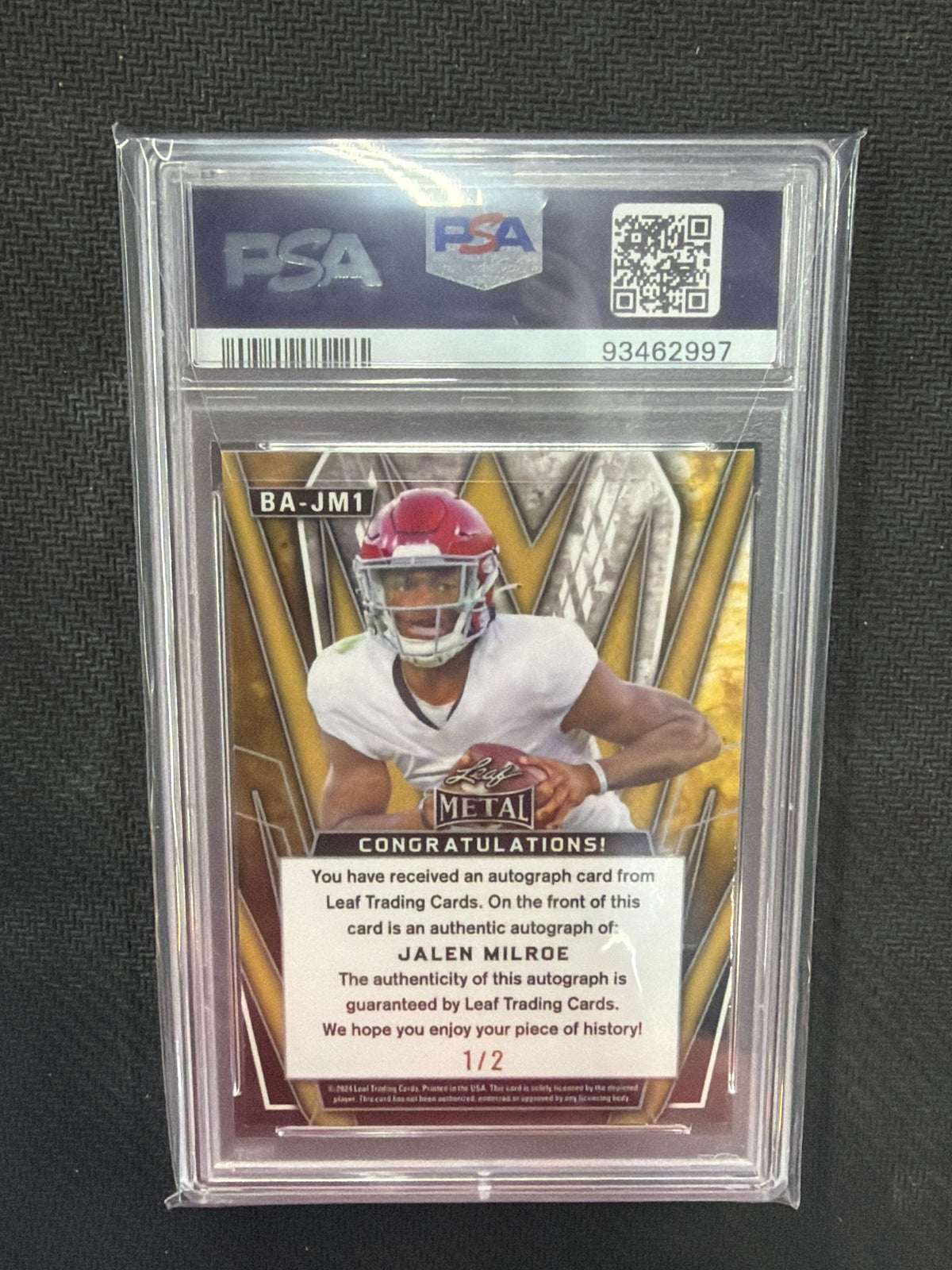 2024 Leaf Metal Jalen Milroe Rookie Auto Water Wave /2 PSA 10 Alabama