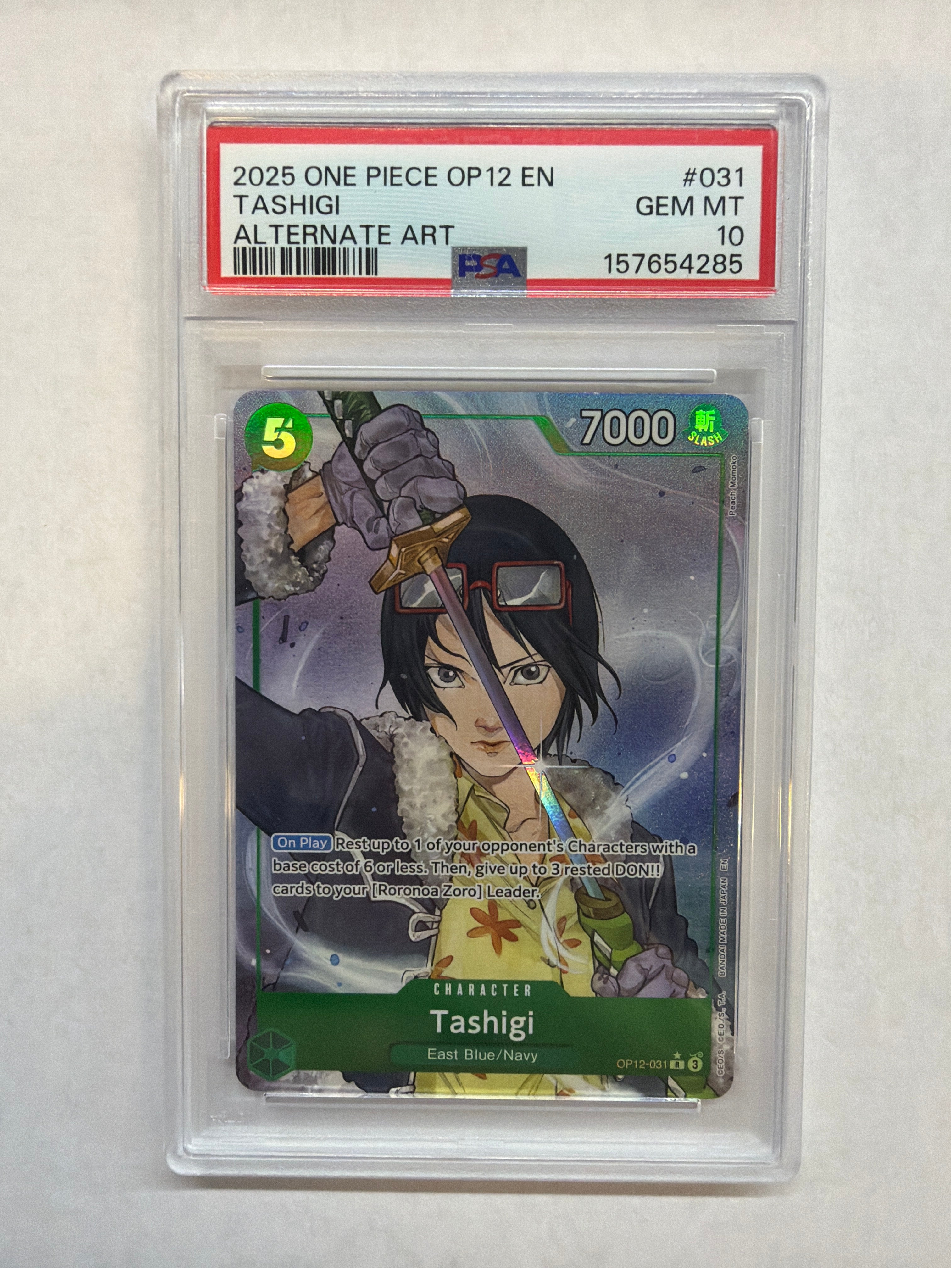 2025 One Piece OP12 Tashigi 031 Alt Art PSA 10