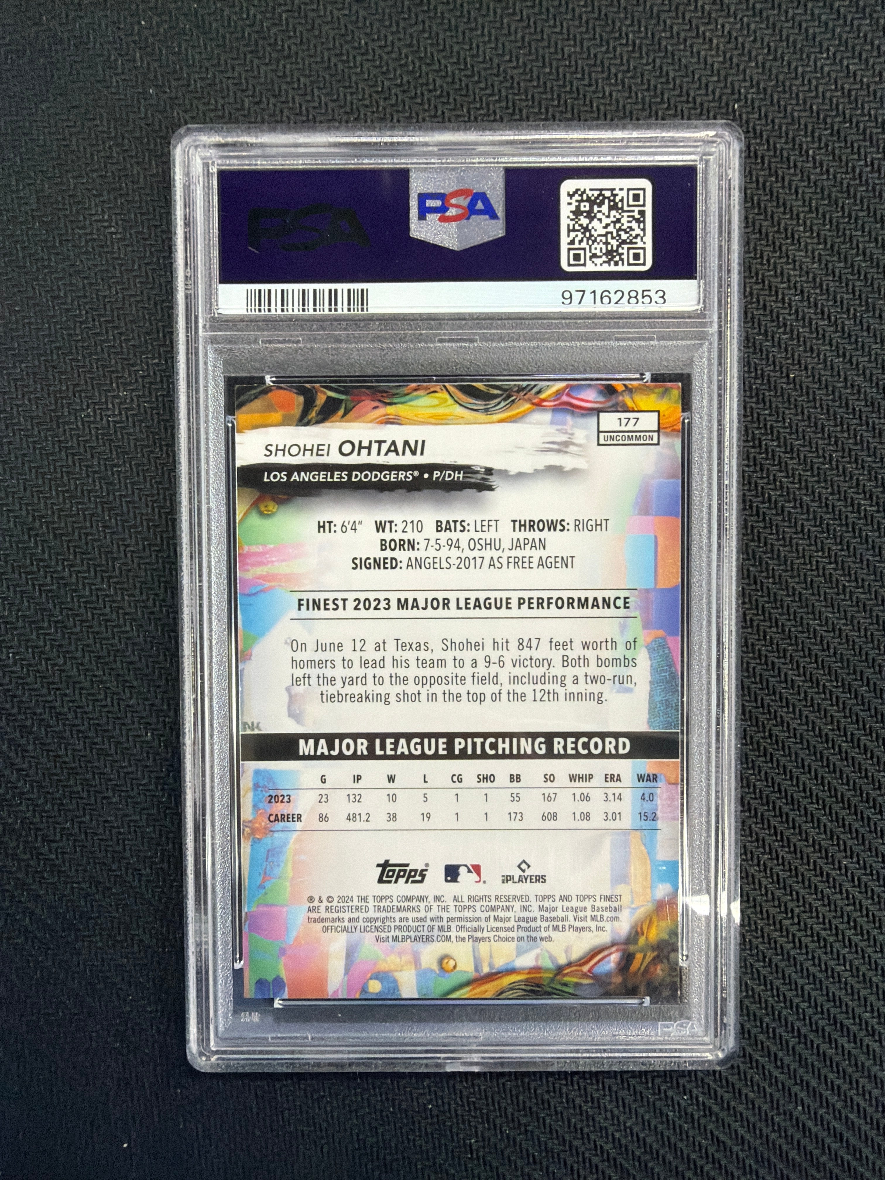 2024 Topps Finest Shohei Ohtani #177 PSA 10 Dodgers