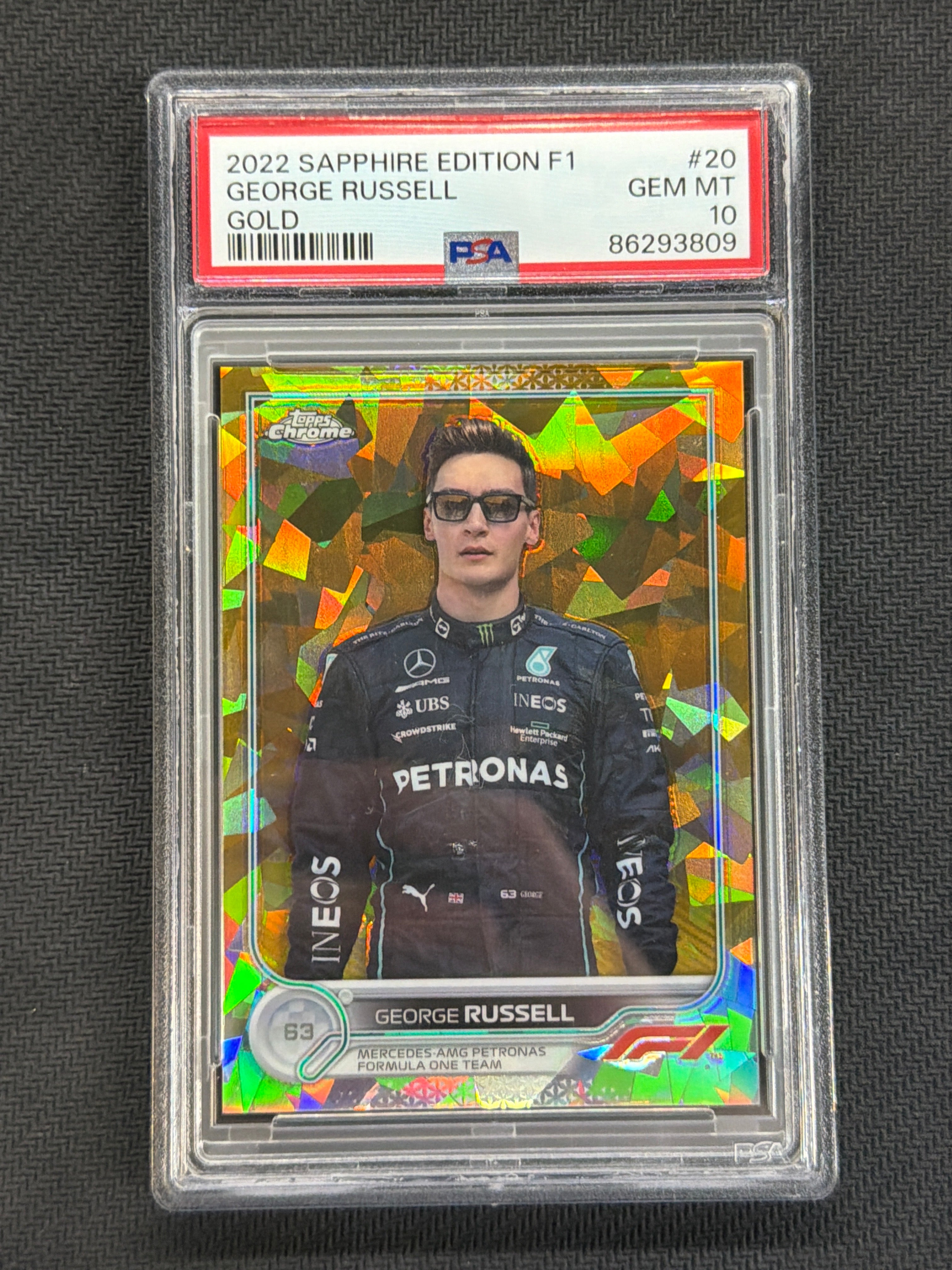 2022 Topps Chrome F1 Sapphire George Russell #20 Gold /50 PSA 10