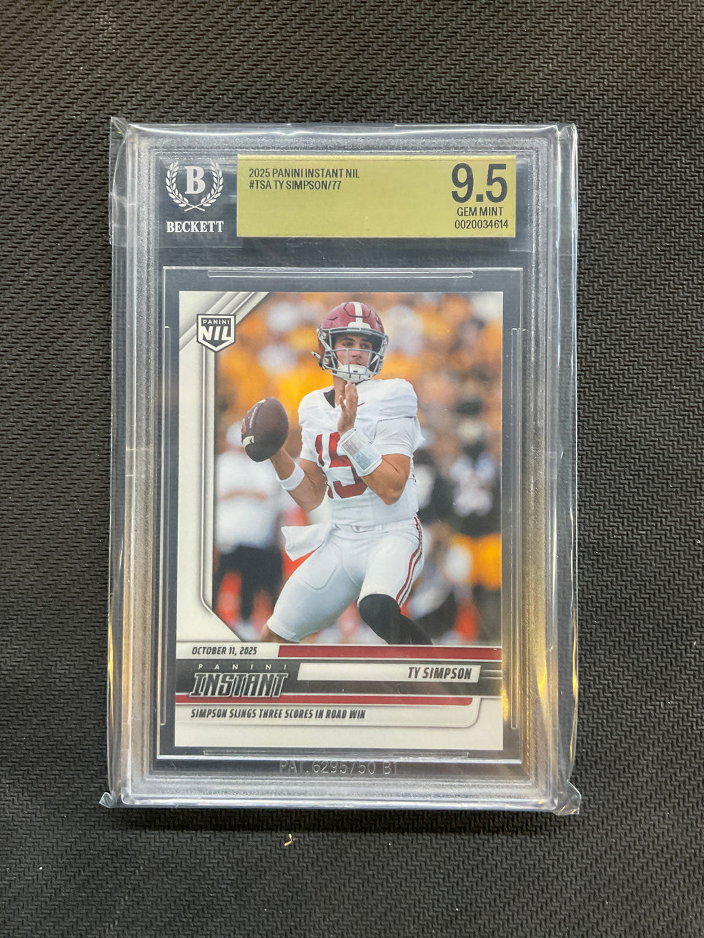 2025 Panini Instant Ty Simpson Rookie /77 Surges BGS 9.5 Alabama