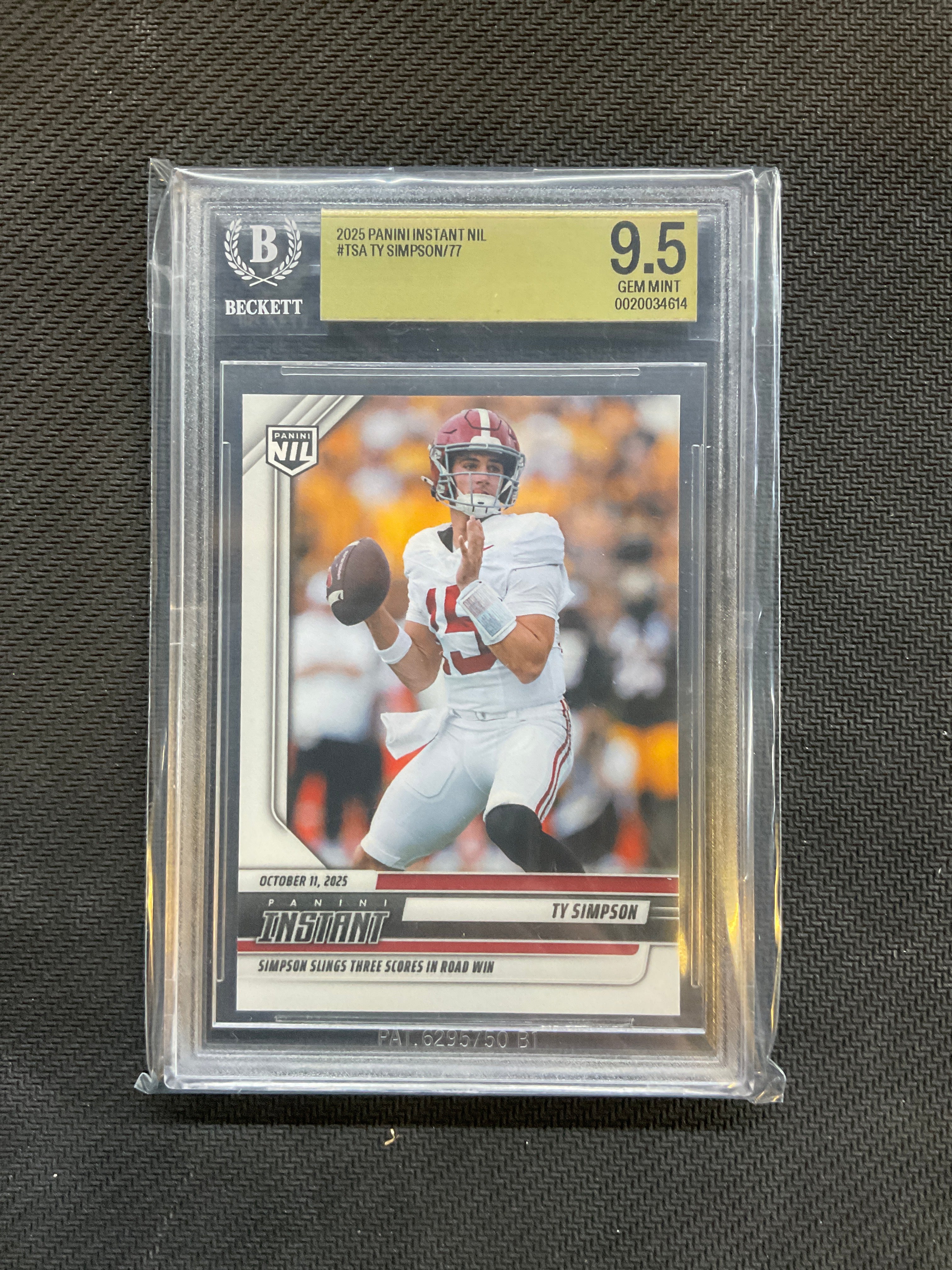 2025 Panini Instant Ty Simpson Rookie /77 Surges BGS 9.5 Alabama