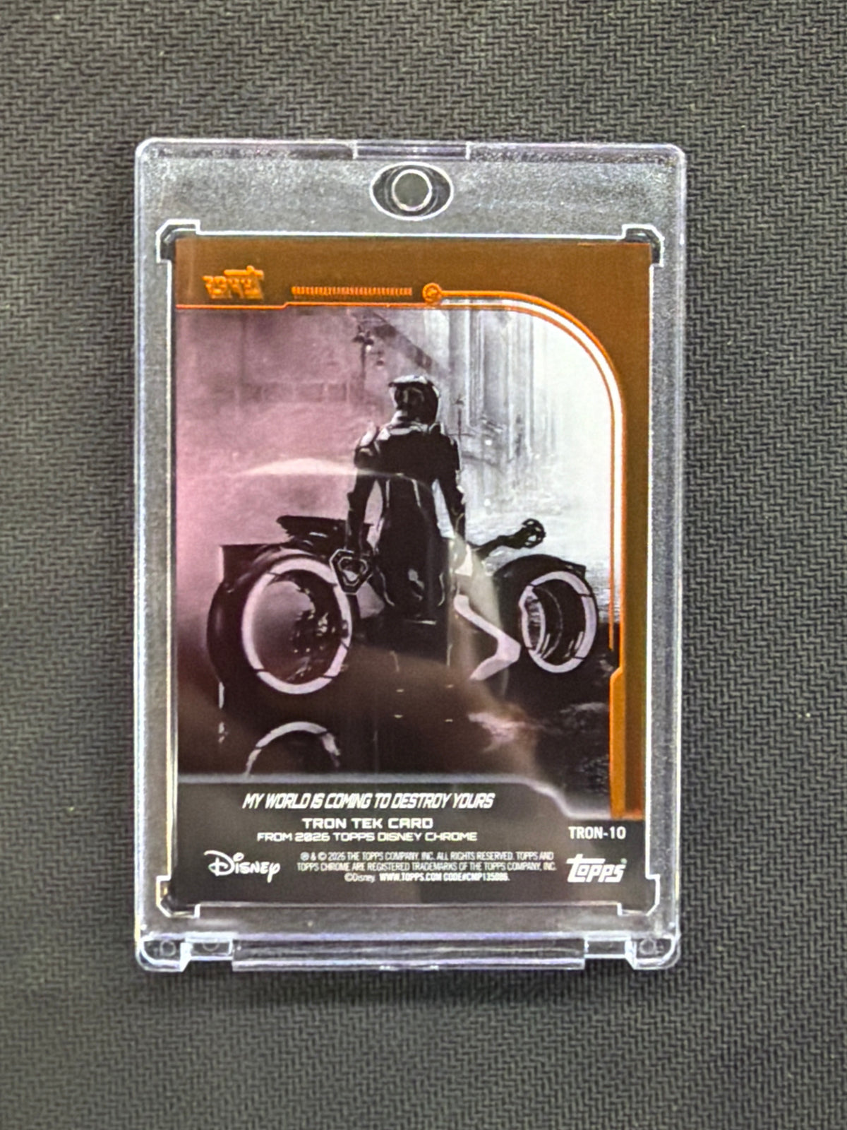 2026 Topps Chrome Disney Tron My World is Coming to Destroy Yours Orange /25