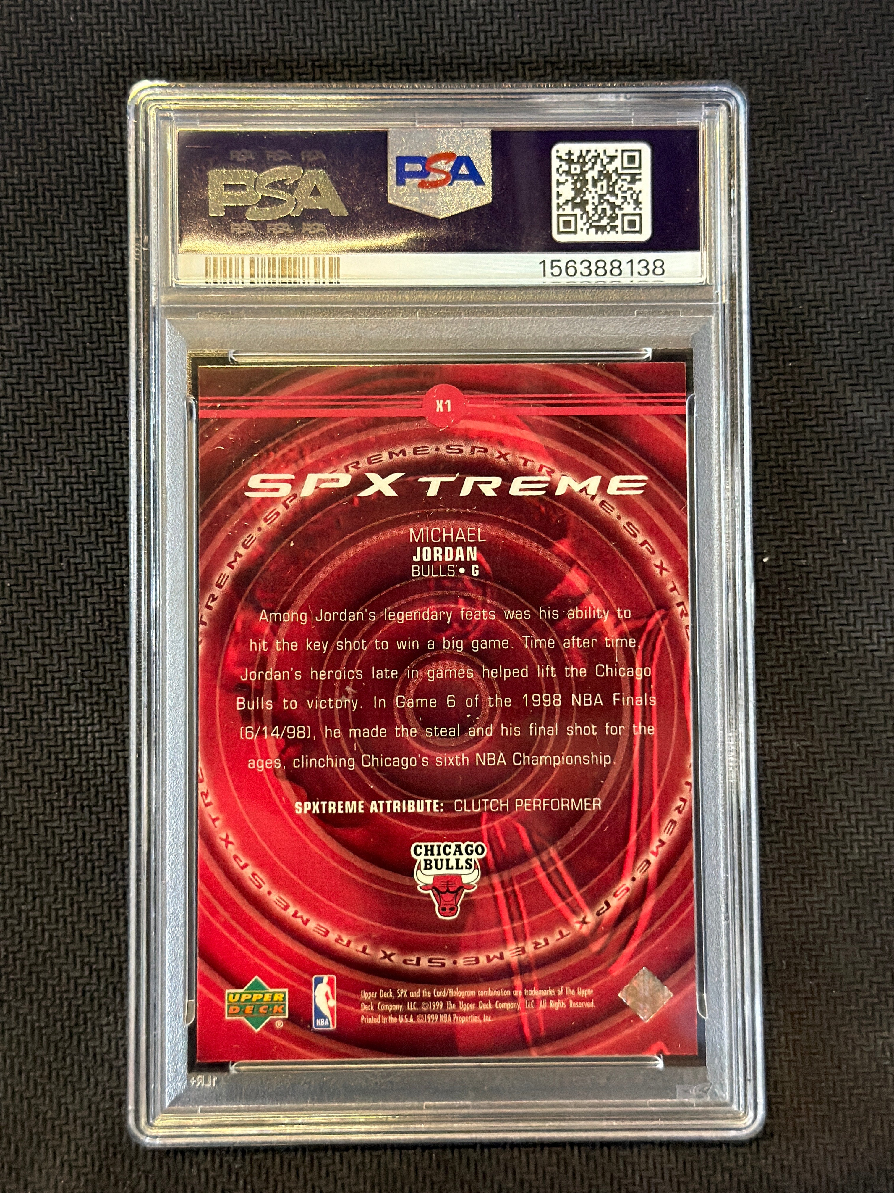 1999 SPx Michael Jordan SPXtreme PSA 5 Bulls