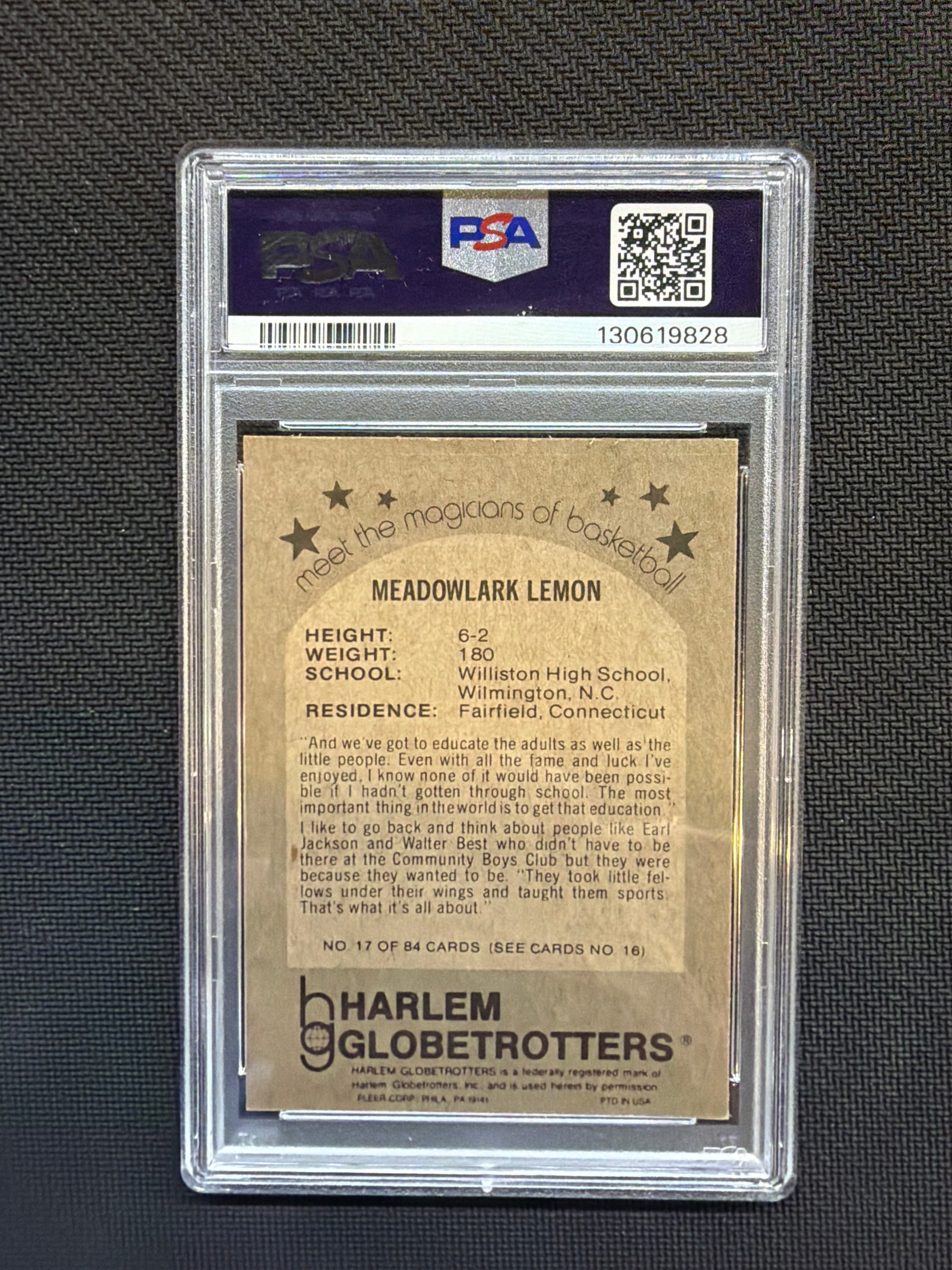 1971 Globetrotters 84 Meadowlark Lemon #17 PSA 7
