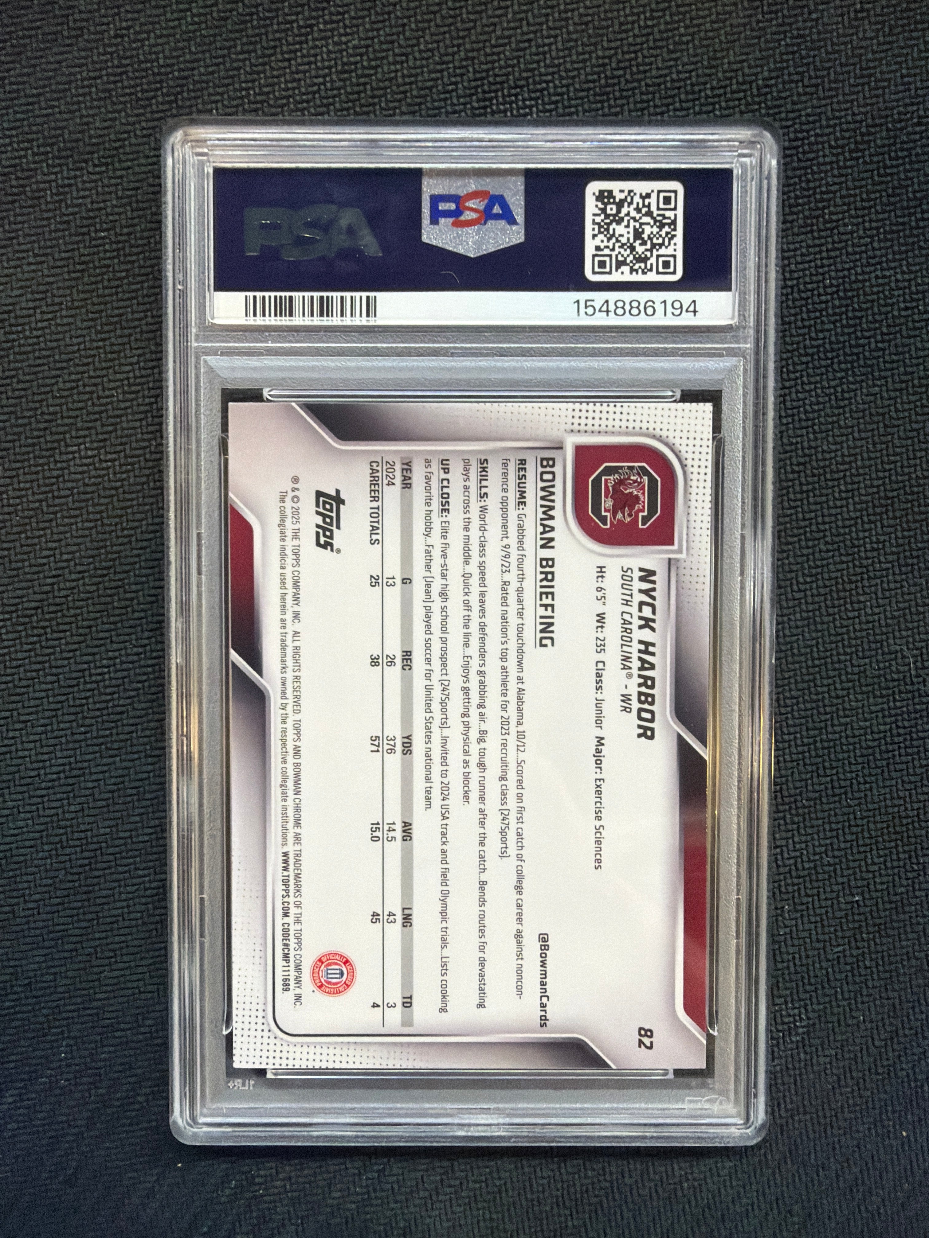 2025 Bowman U Chrome Nyck Harbor Blue Refractor /150 PSA 9